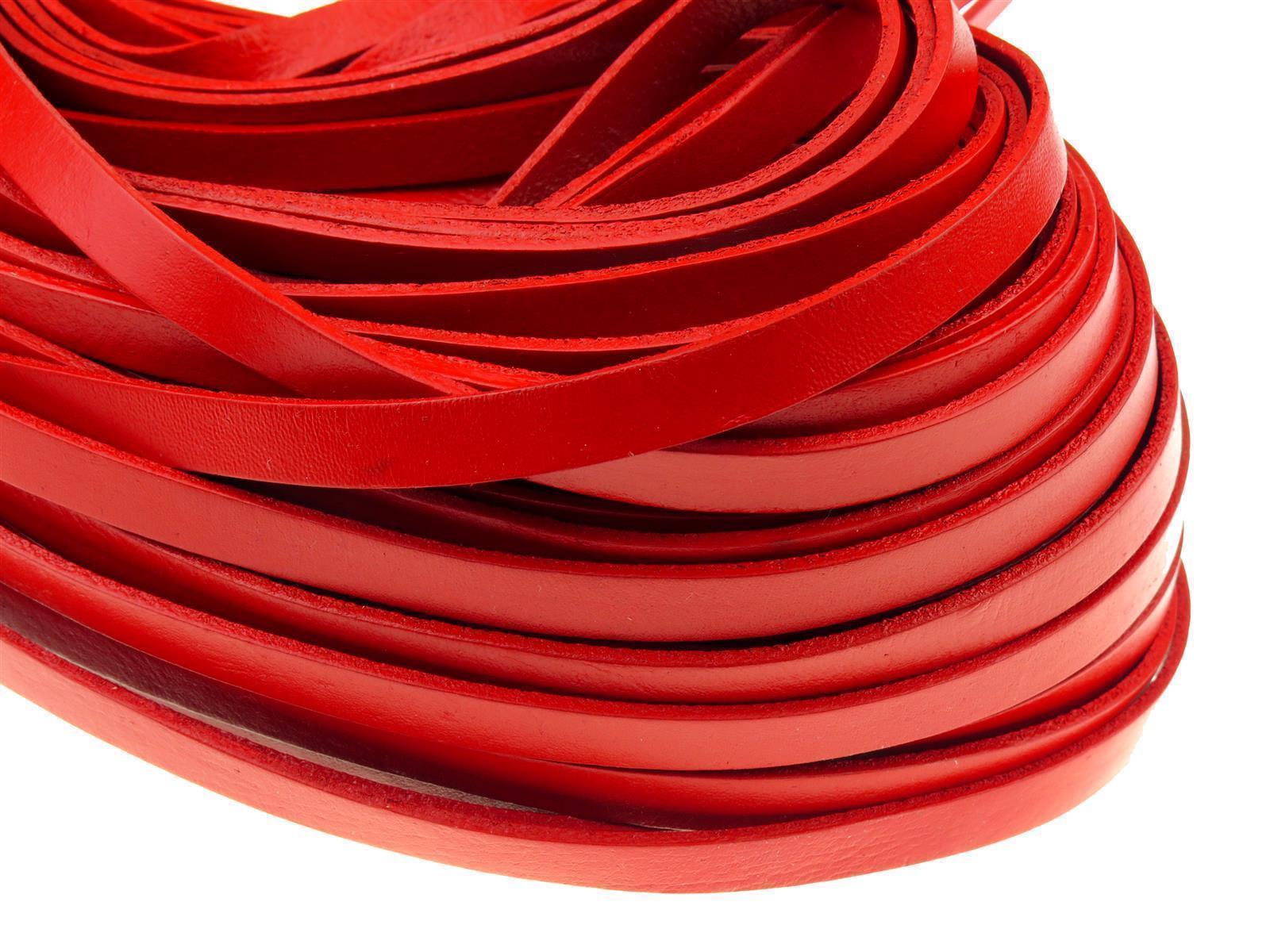Lederband Flach 1 cm x 2 mm - Rot. Länge: 25 m