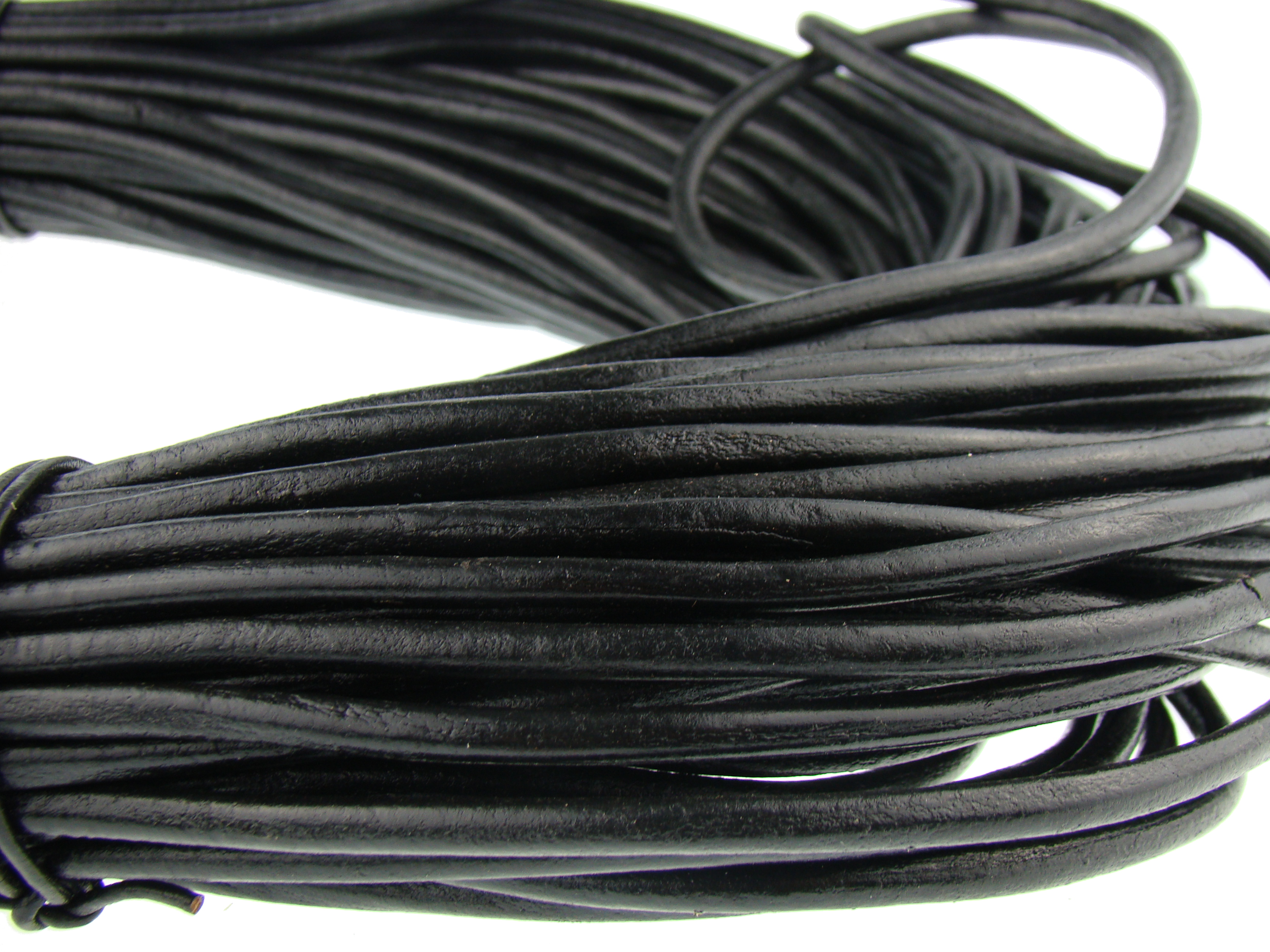 Lederschnur Rund 5 mm - Schwarz. Länge: 3 m