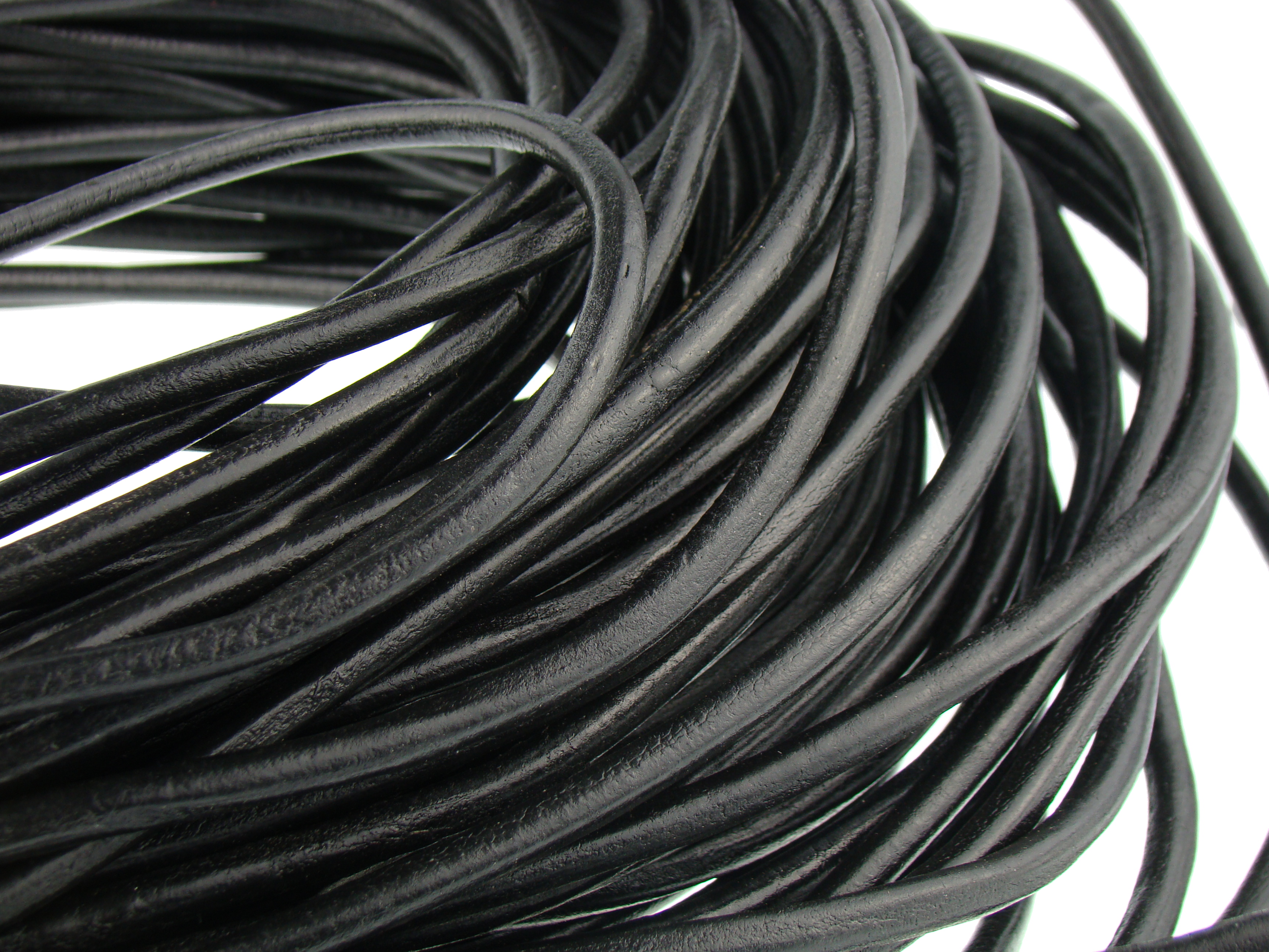 Lederschnur Rund 6 mm - Schwarz. Länge: 3 m