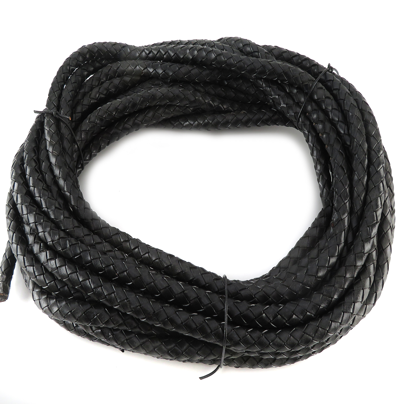 Lederschnur geflochten 10 mm - Schwarz. Länge: 5 m