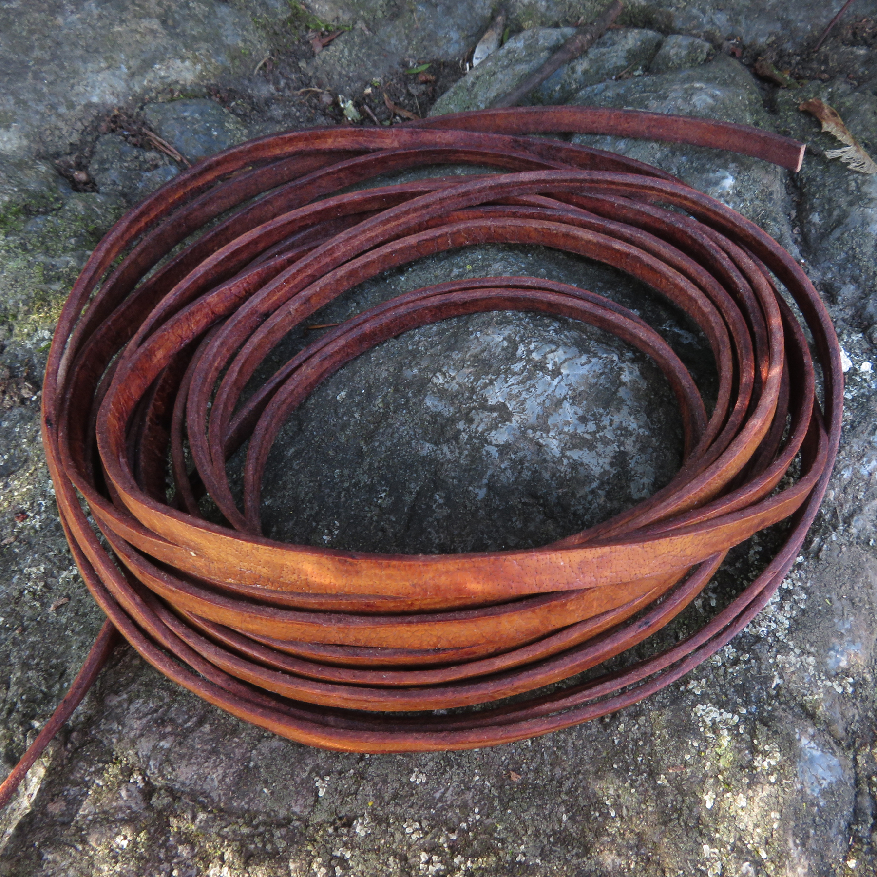 FL071513_7 Lederband Flach 7 mm x 1,5 mm - Antik Hellbraun. Länge: 20 m