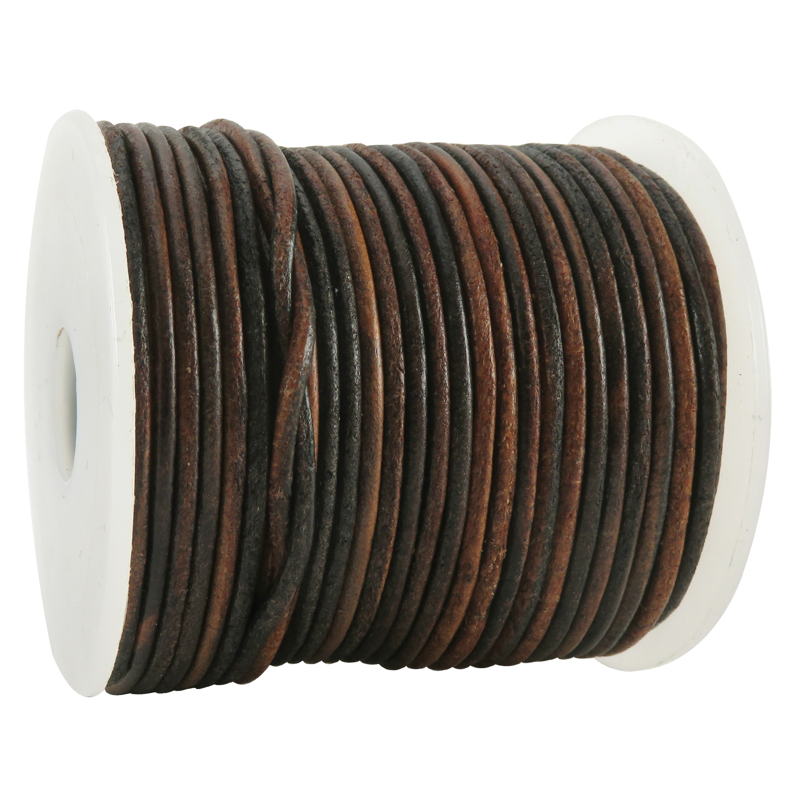 Lederschnur zweifarbig Schwarz/Natur – Durchmesser ca. 2 mm – 25 Meter Rolle