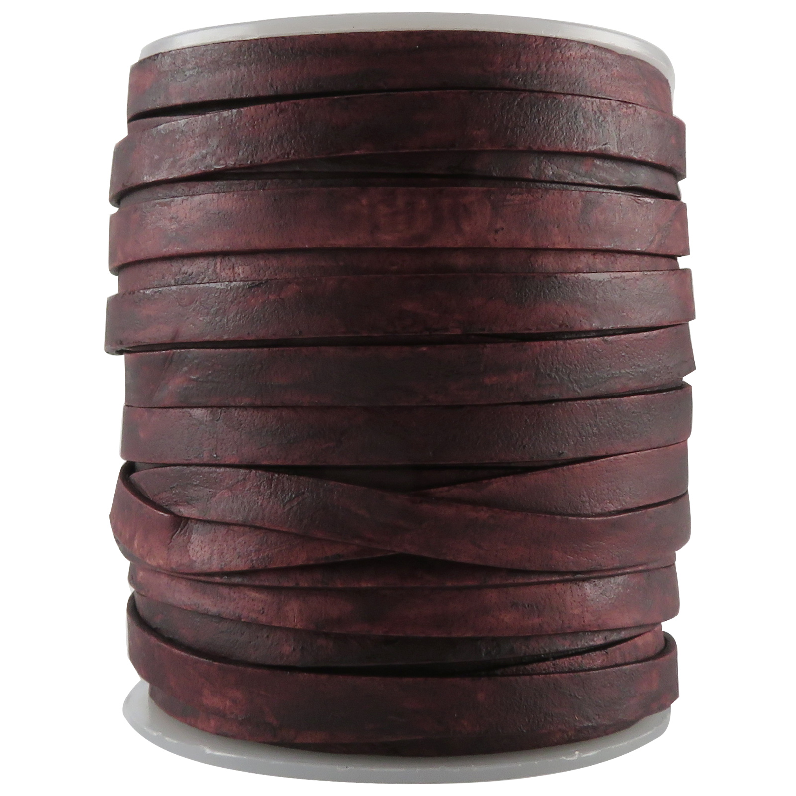 Lederband Flach 6 mm x 1,5 mm - Antik Braun. Länge: 50 m auf Rolle
