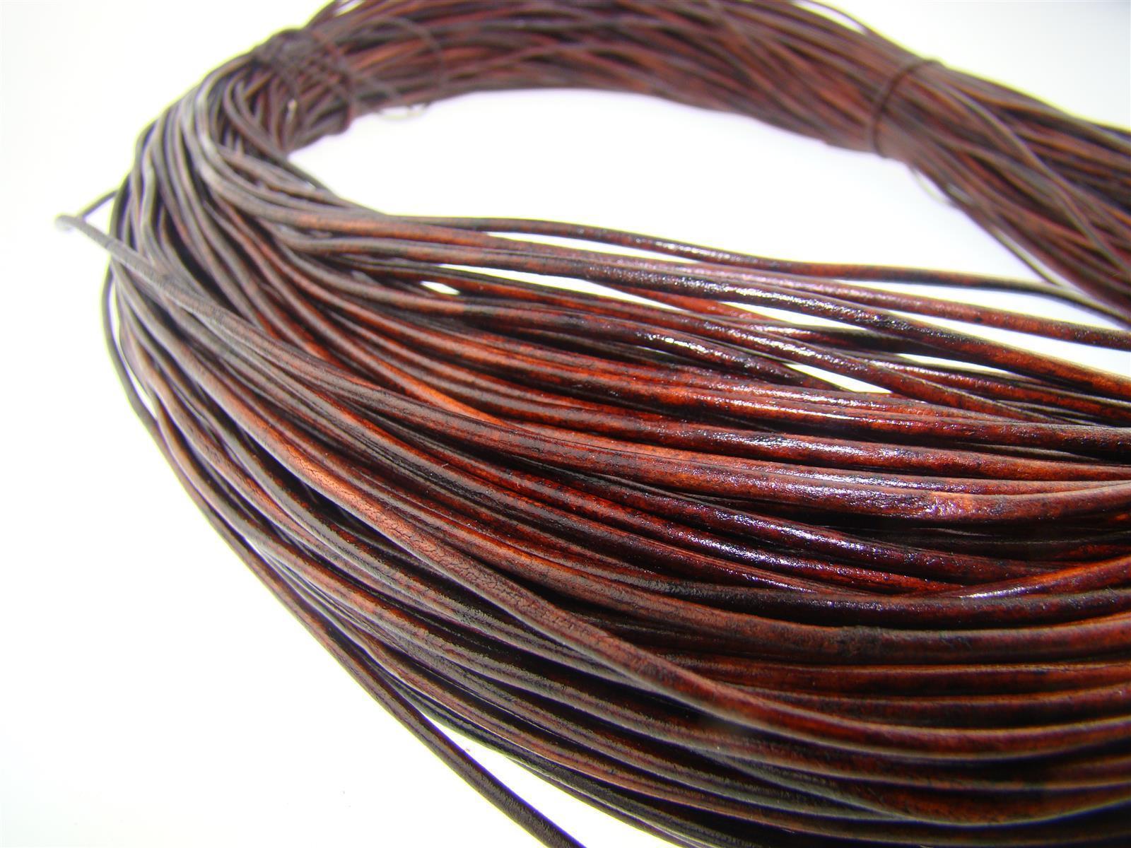 Lederschnur Rund 1,5 mm - Antik Dunkelbraun. Länge: 100 m auf Rolle