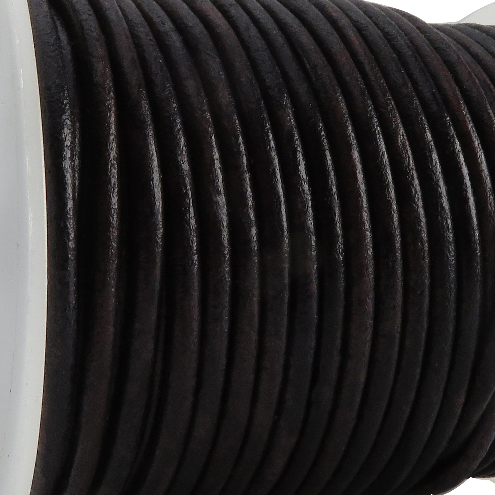 Lederschnur Rund 3 mm - Antik Schwarz. Länge: 5 m