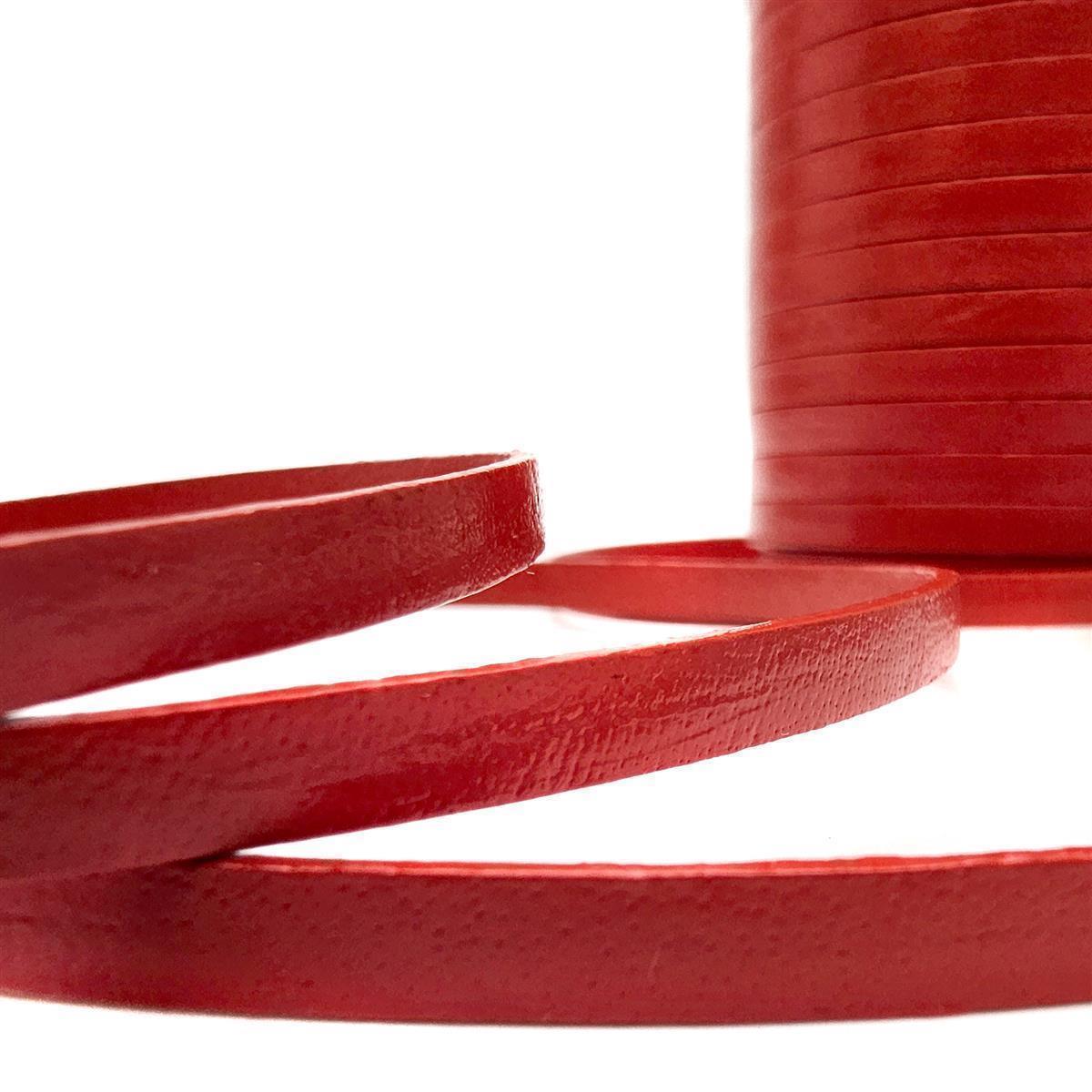 Lederband Flach 5 mm x 1,5 mm - Orange. Länge: 5 m