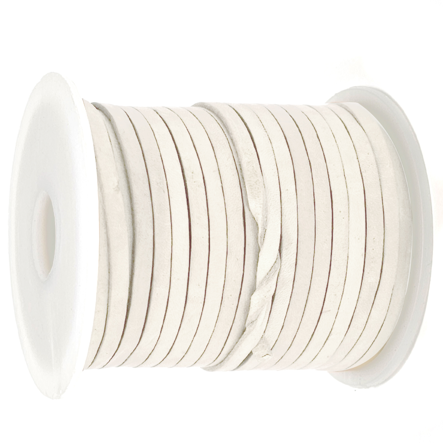 Lederband flach 3 mm Breite, 1 mm Dick fürs kreative Handwerk, Lederschmuckherstellung in Weiß