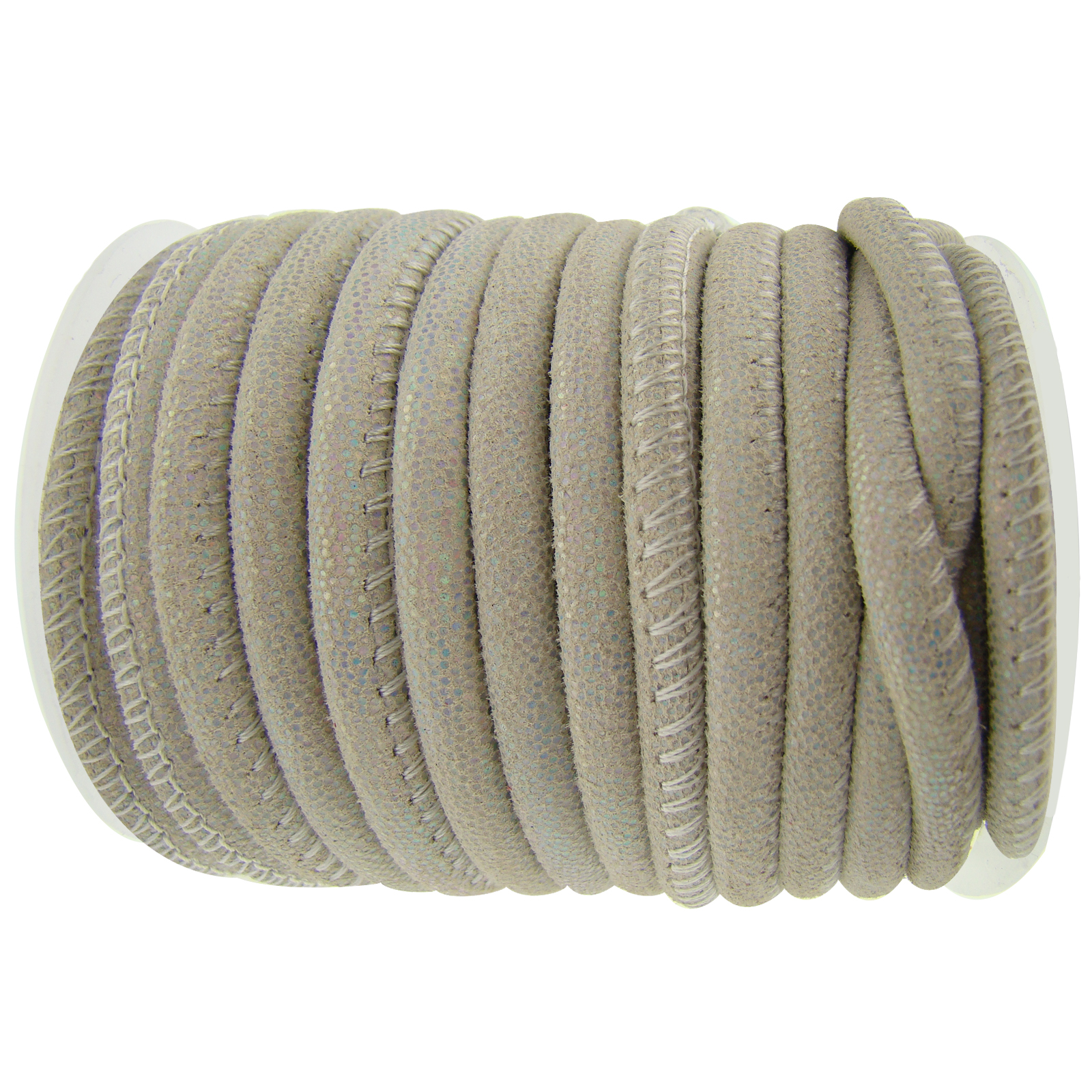 Lederschnur Rund gesäumt | Dicke:  4 mm - Beige Metallic. Länge: 5 m