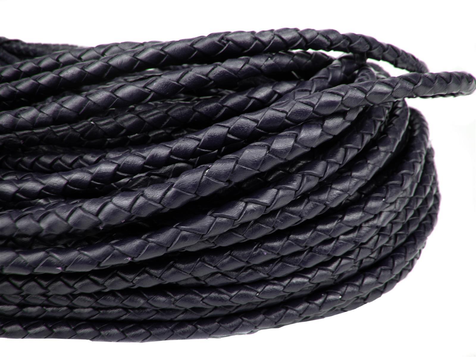 Lederschnur geflochten 5 mm - Blau - Länge: 3 Meter
