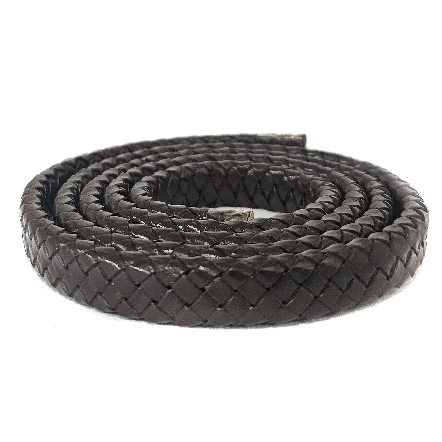 Lederband Geflochten oval | 1 Meter | 12 mm x 6 mm | Braun - 1 m