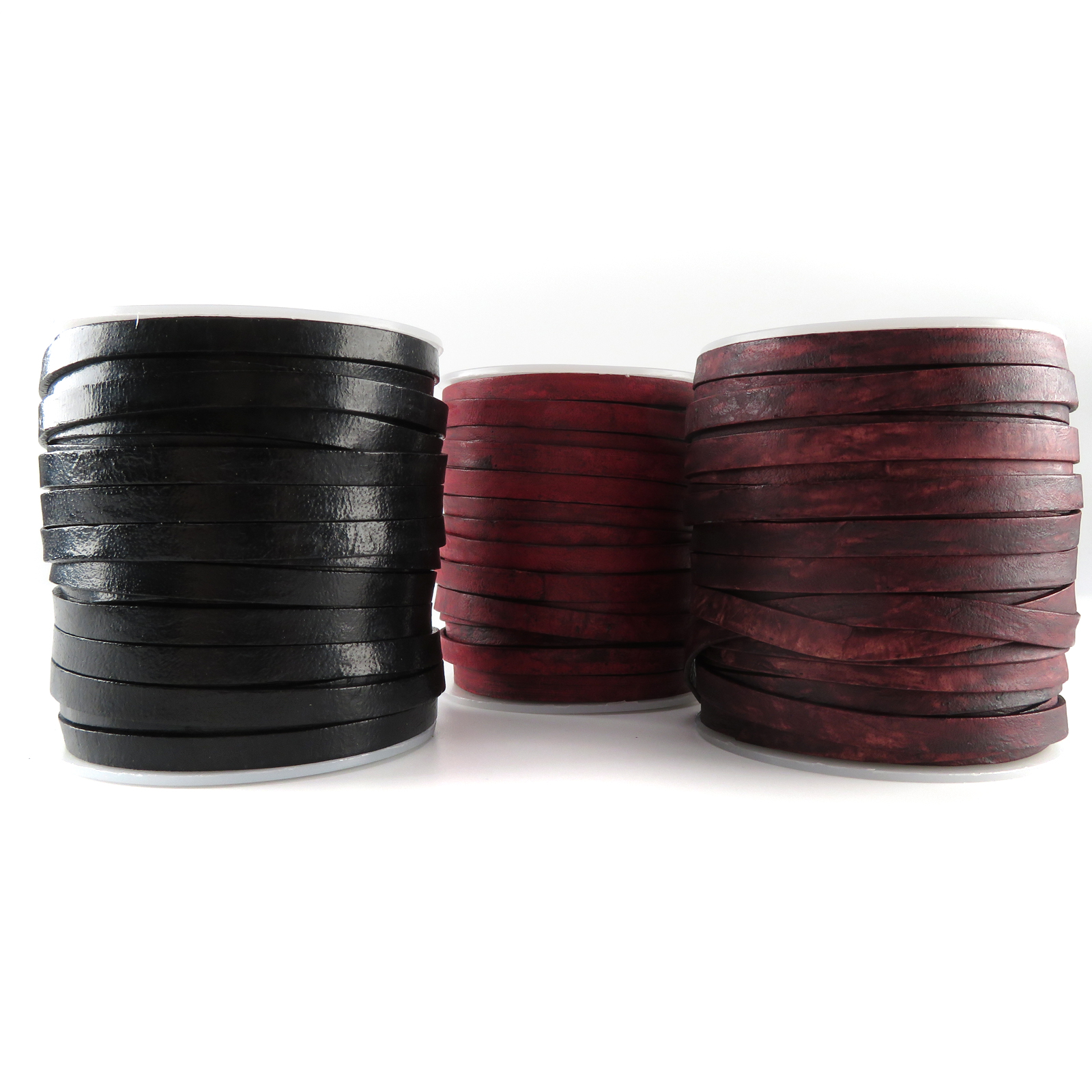 Lederband Flach 6 mm x 1,5 mm - Antik Braun. Länge: 50 m auf Rolle