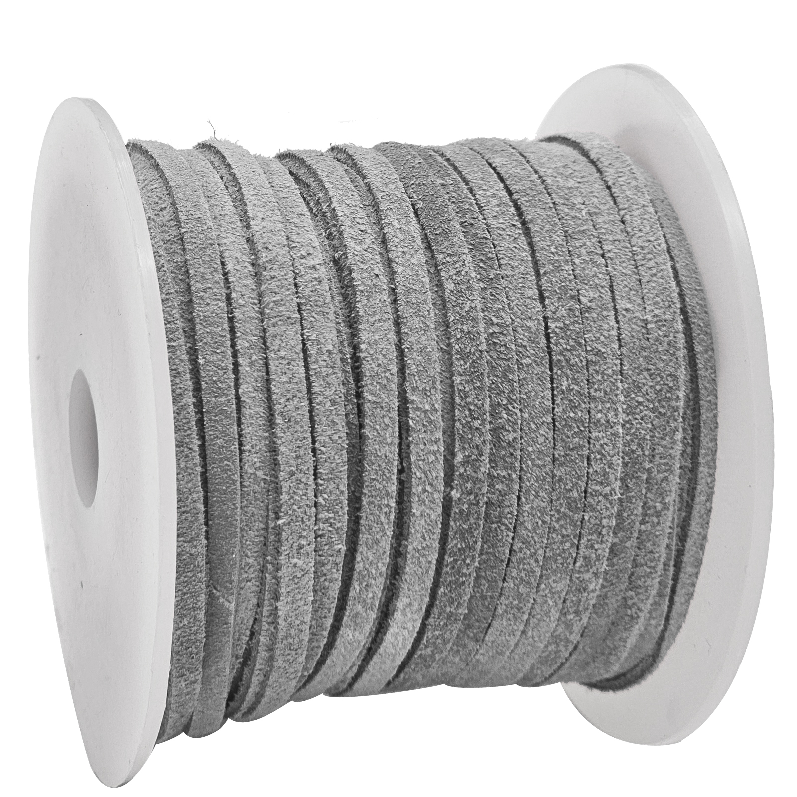 Lederband Flach Wild  3 mm x 1,5 mm - Grau. Länge: 25 m auf Rolle
