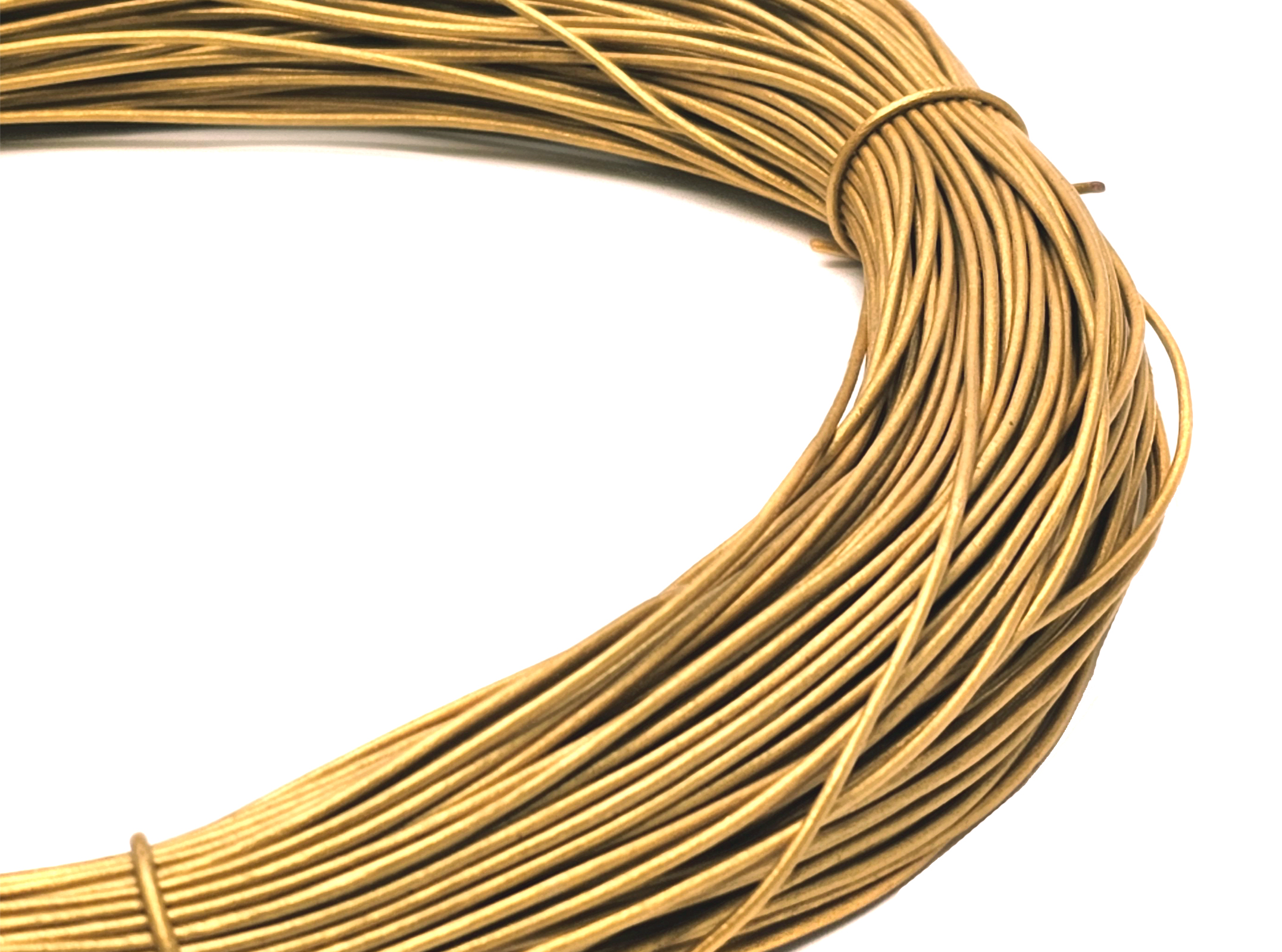 Lederschnur Rund 1,5 mm - Gold. Länge: 100 m auf Rolle