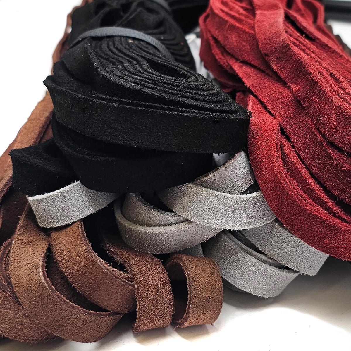 Wildlederband in Weinrot 15 mm Breite - reines Velourleder