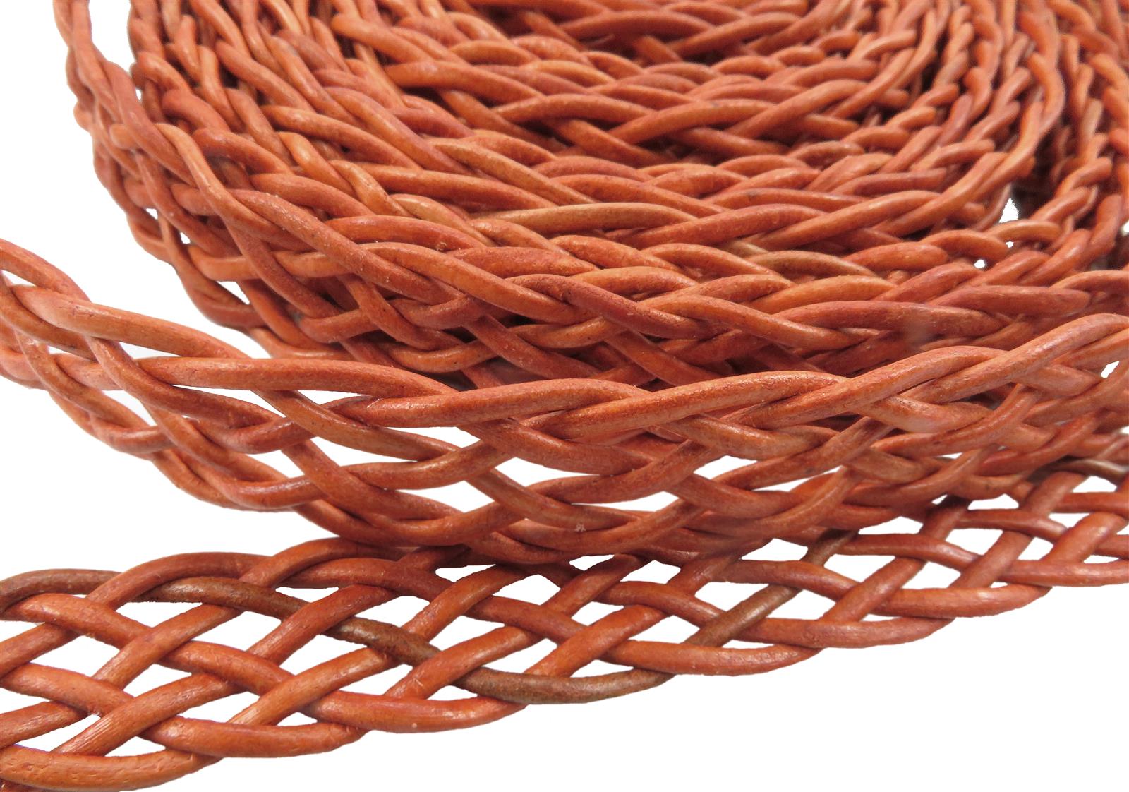 Lederband geflochten Flach 15 mm, Dicke: ca. 2,5 mm, Länge: 1 m. Rost
