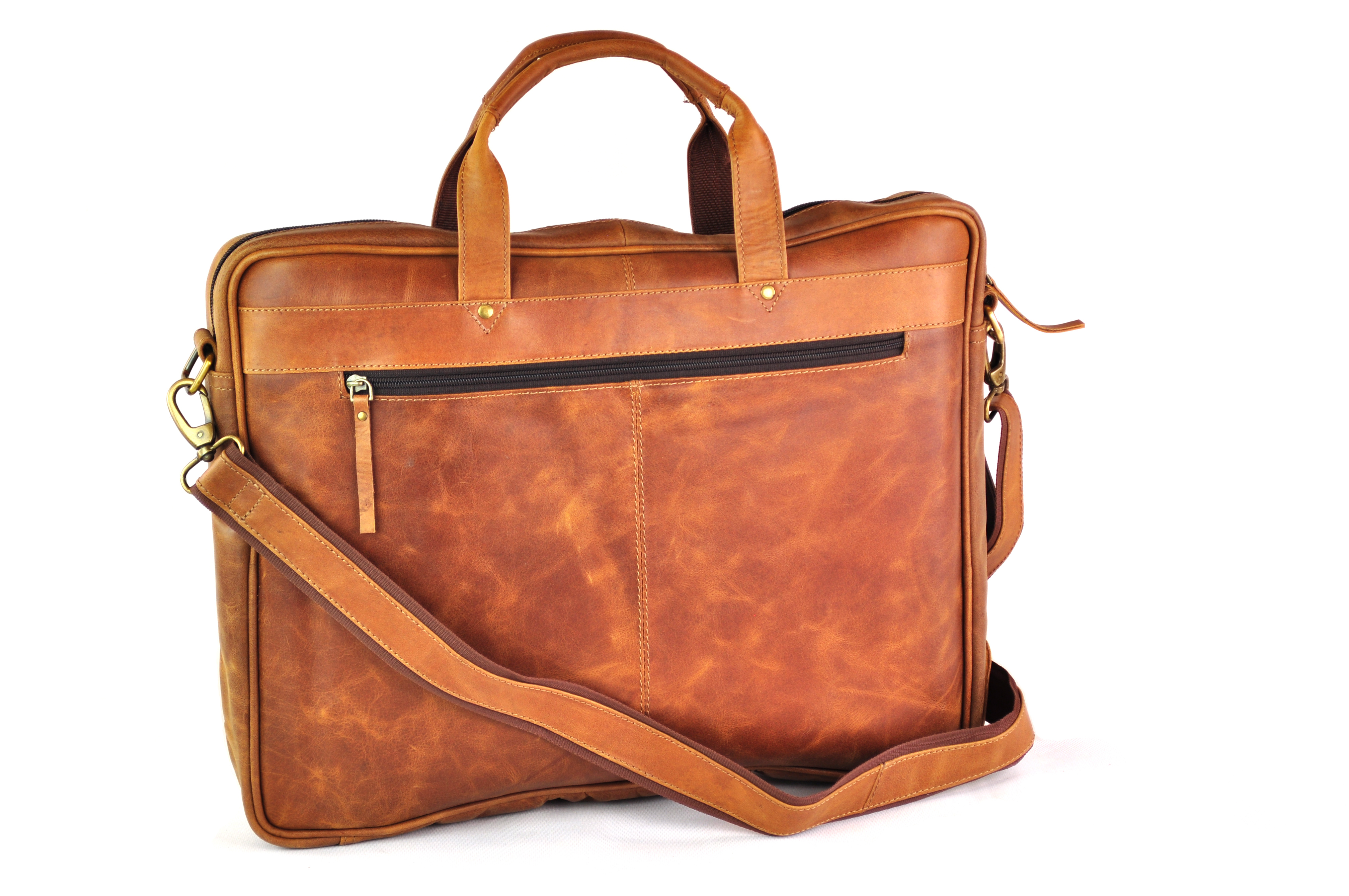 Große Ledertasche | Vintage Optik | 45cm x 35cm x 8cm - Hellbraun