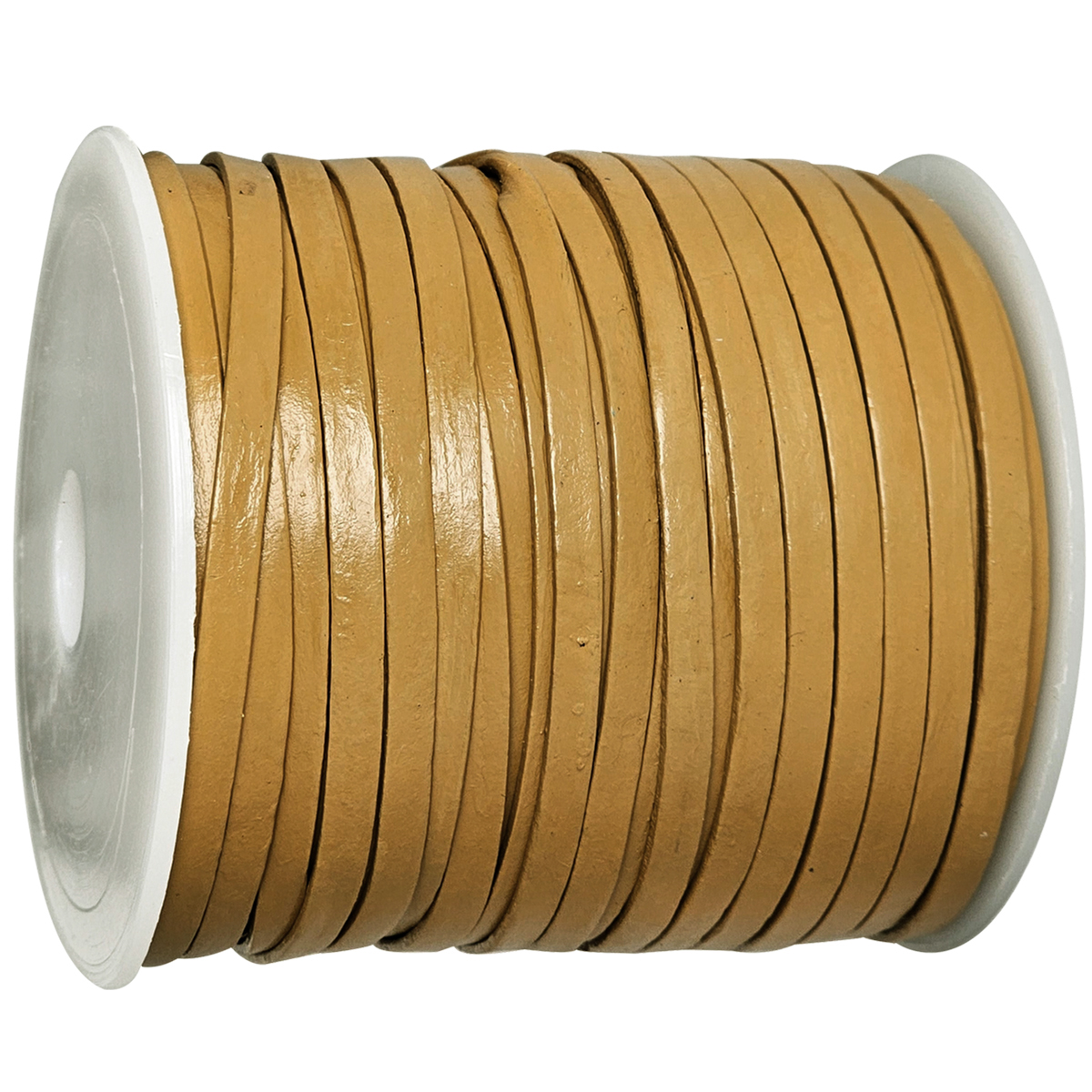 Lederband Flach 4 x 1 mm - Curry. Länge: 15 m