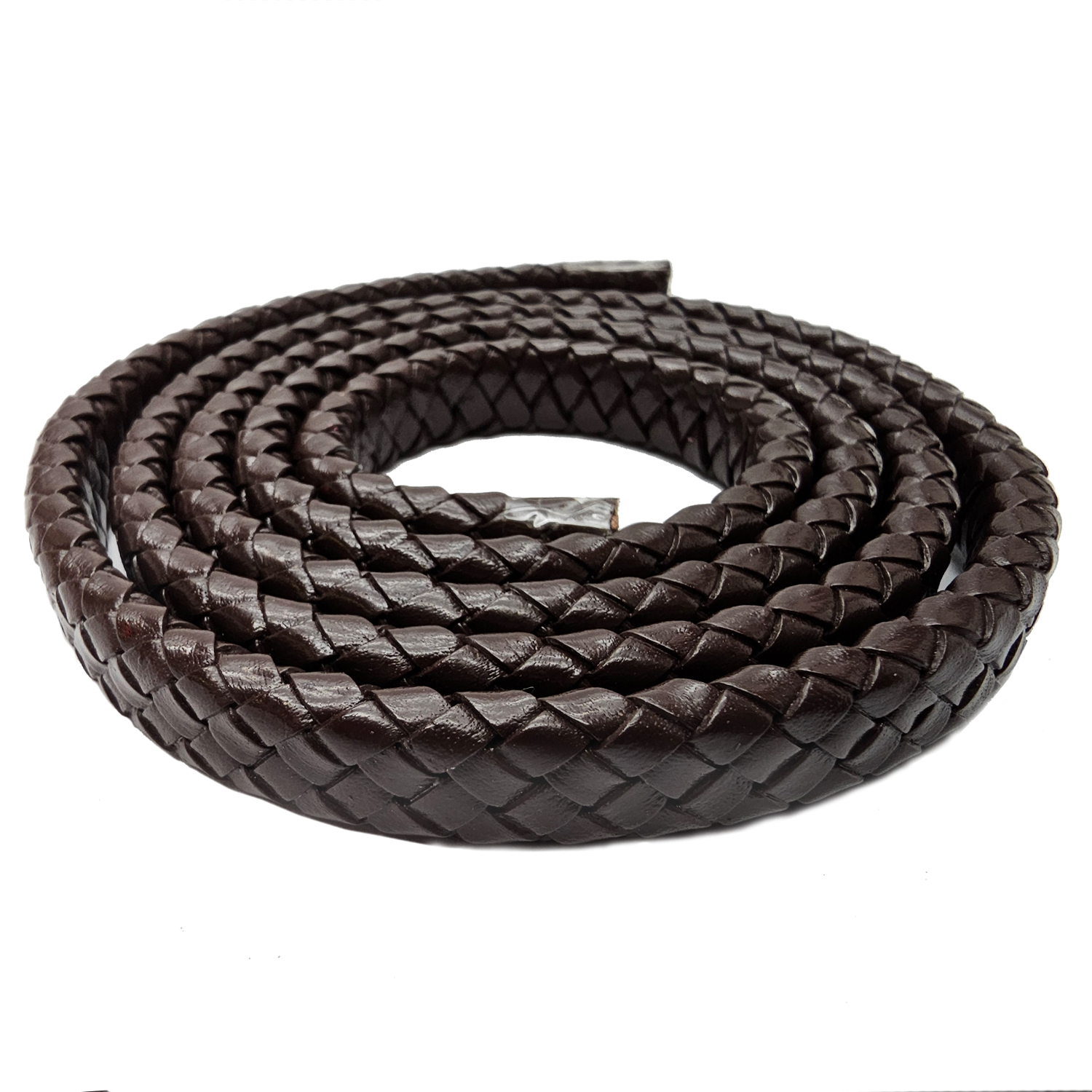 Lederband Geflochten oval | 1 Meter | 12 mm x 6 mm | Braun - 1 m