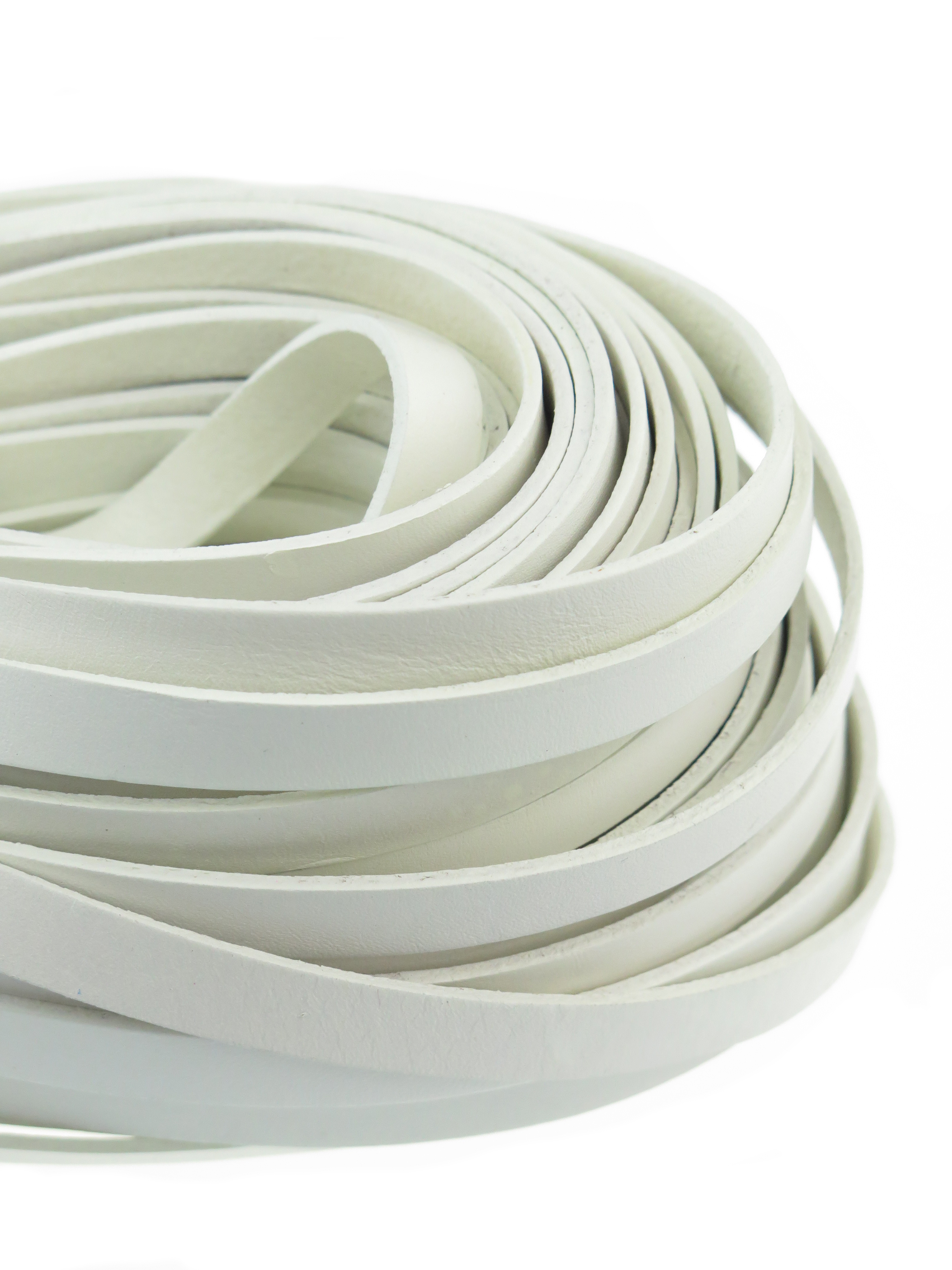 Lederband Flach 1 cm x 2 mm - Weiß. Länge: 25 m