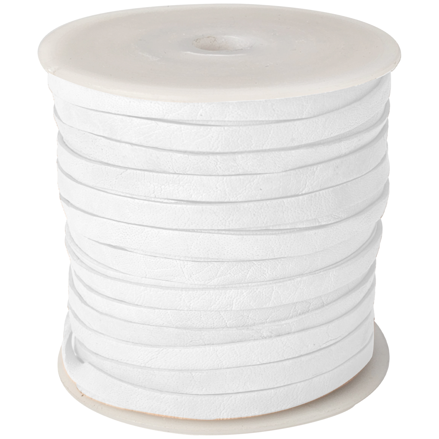 Lederband Flach 4 x 1 mm - Weiß. Länge: 50 m auf Rolle