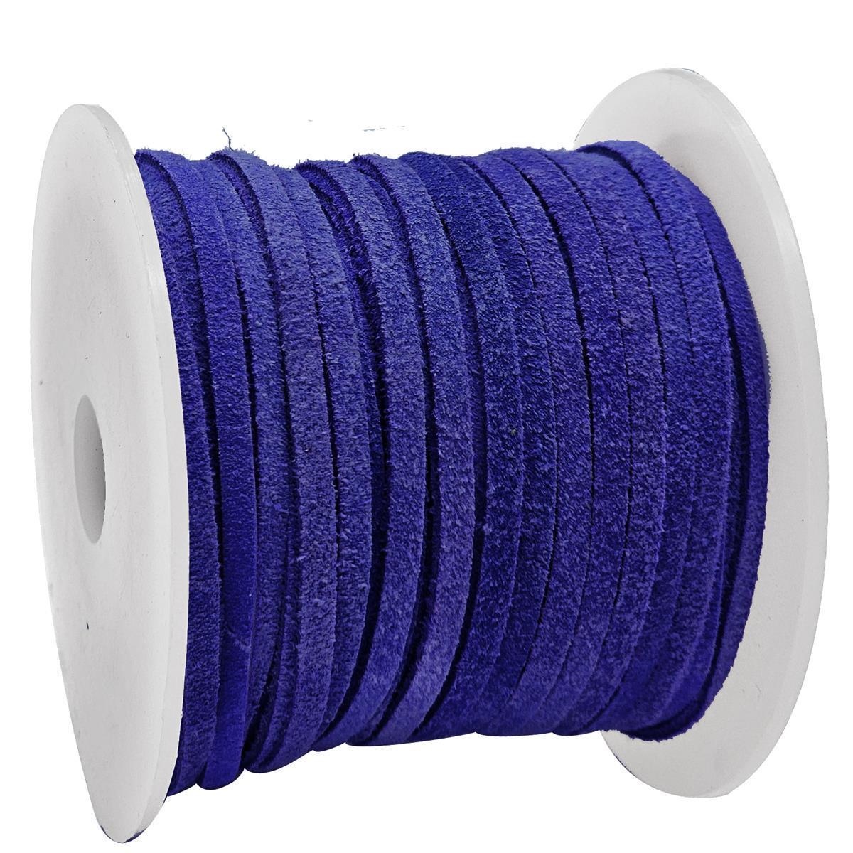 Lederband Flach Wild  3 mm x 1,5 mm - Blau. Länge: 25 m auf Rolle