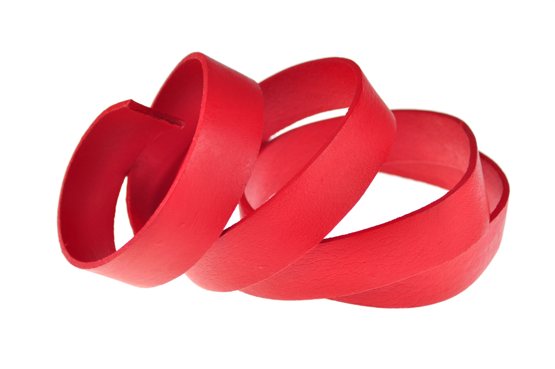 Lederband Flach. Länge: 1 m; Dicke: 2 mm - Rot. Breite: 30 mm