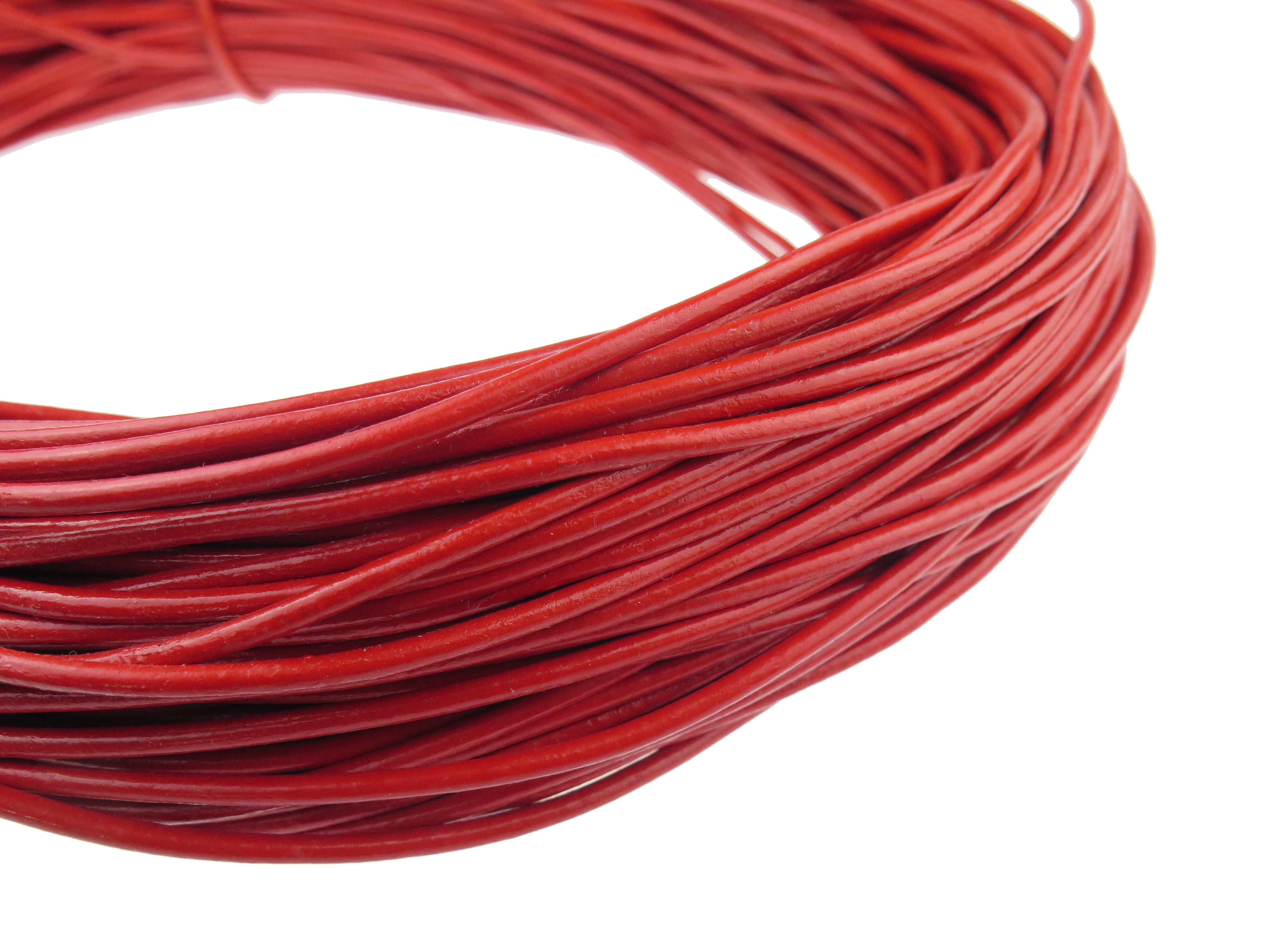 Lederschnur Rund 3 mm - Rot. Länge: 100 m