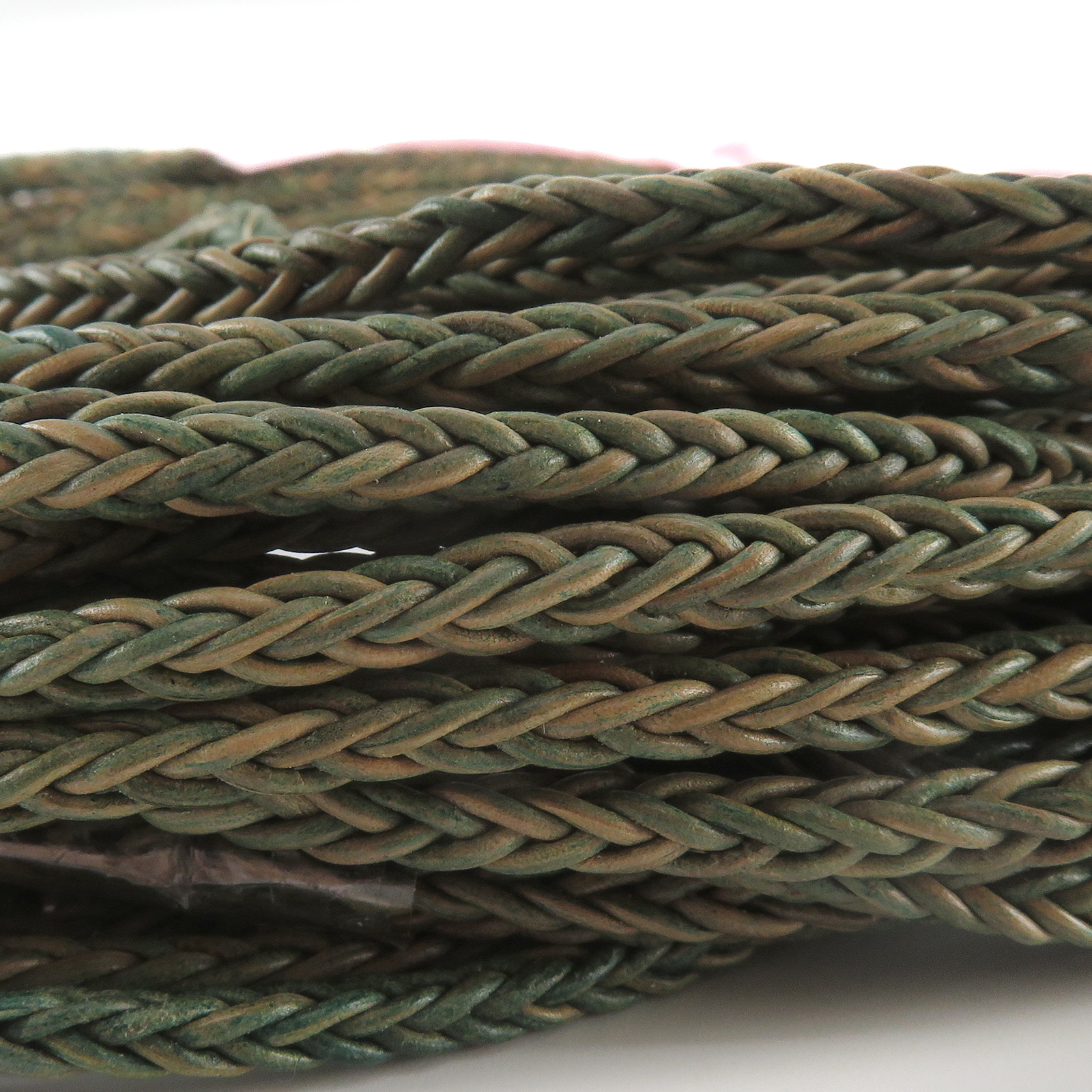 Lederschnur geflochten quadratisch 3 mm - Mesh Hellgrün. Länge: 20 m