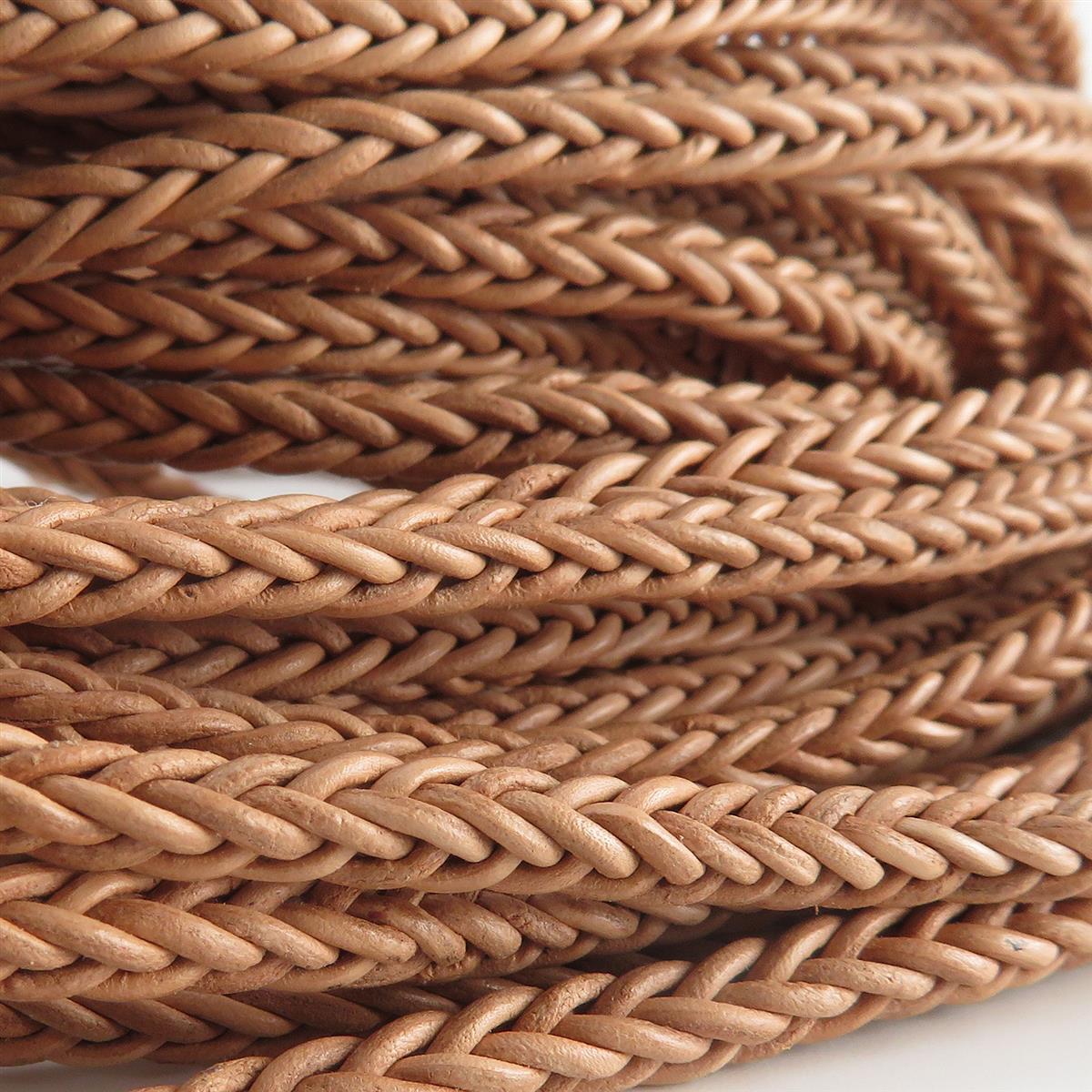 Lederschnur geflochten quadratisch 3 mm - Natur. Länge: 10 m