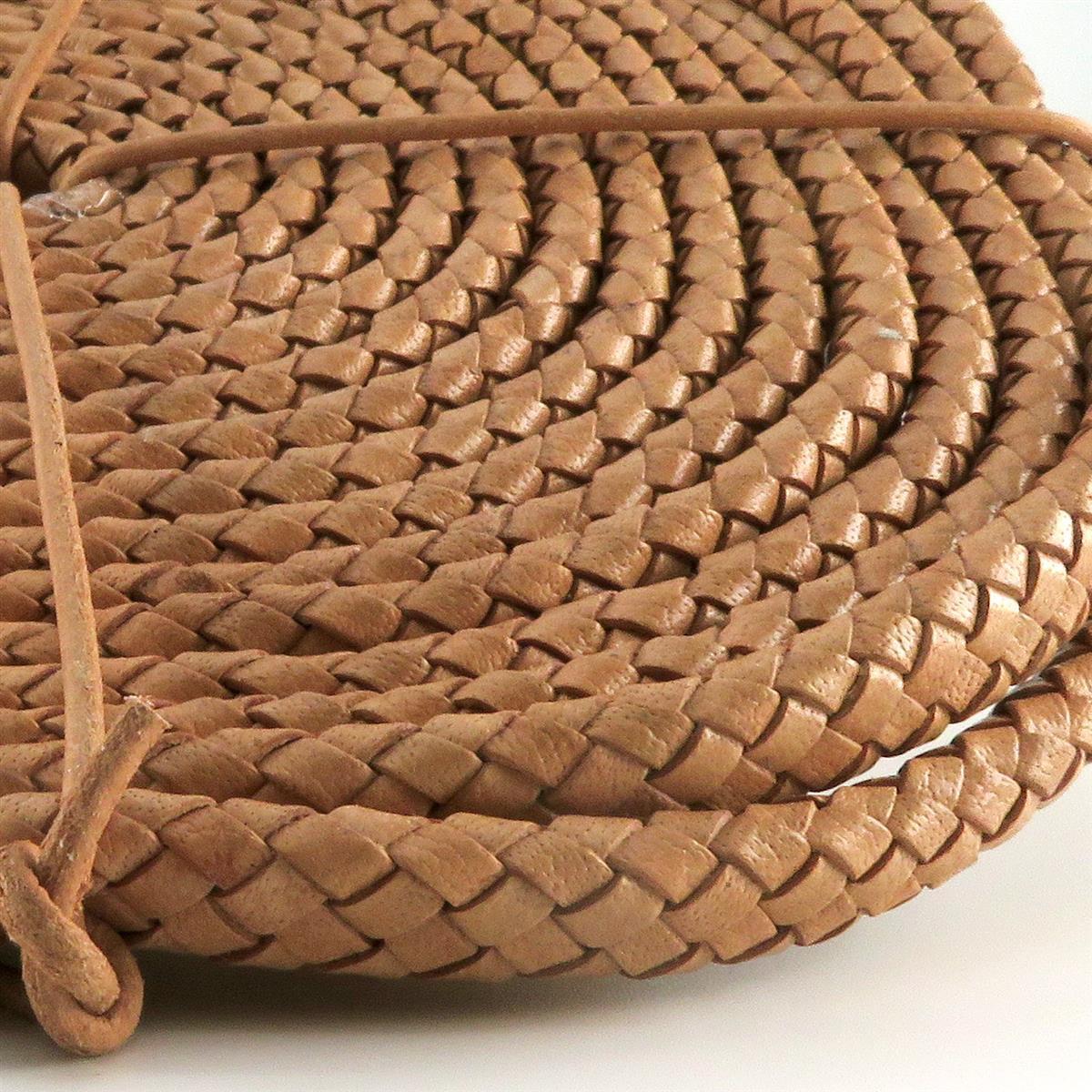 Lederschnur geflochten Oval 10 mm x 6 mm - Natur. Länge: 5 m