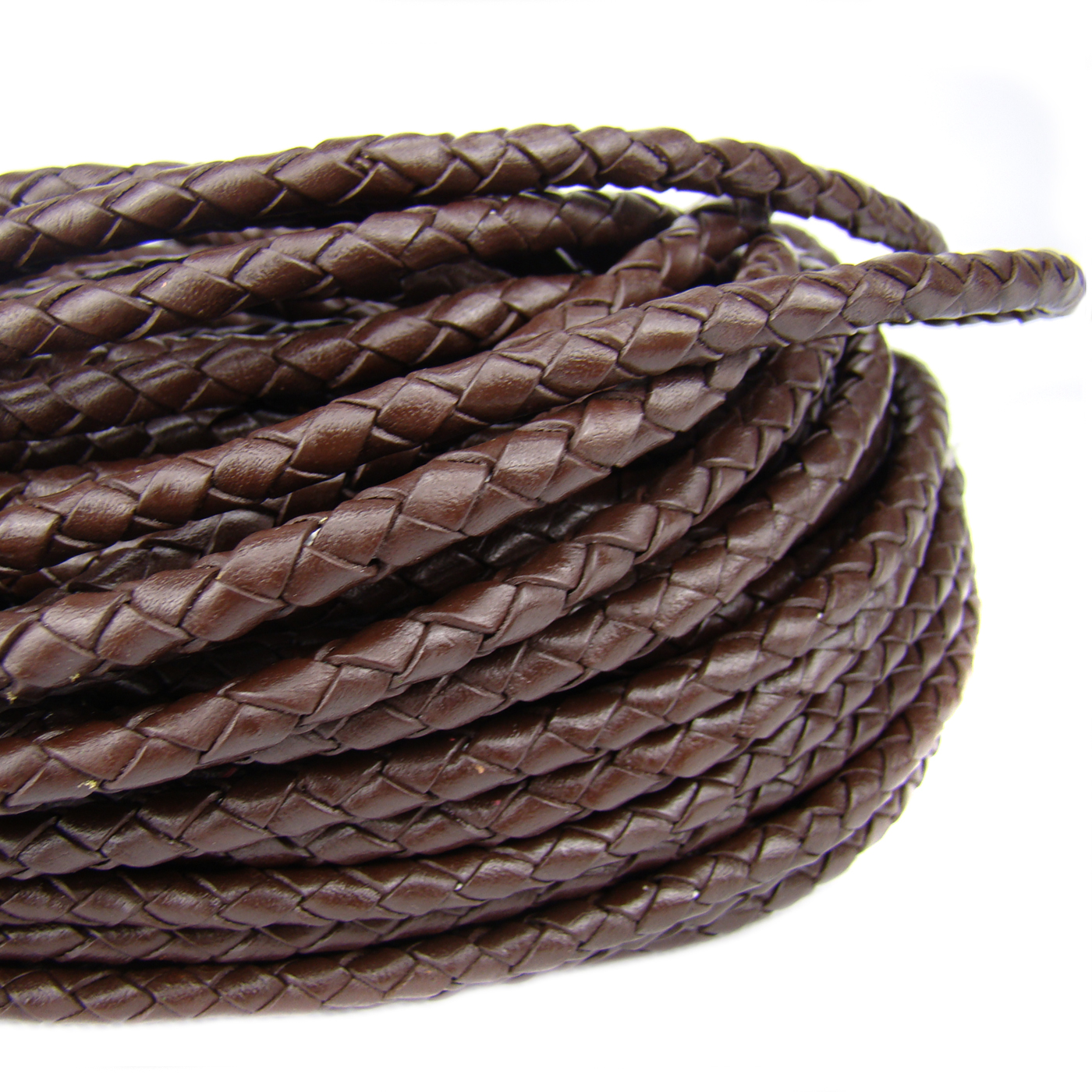 Lederschnur geflochten 5 mm - Braun