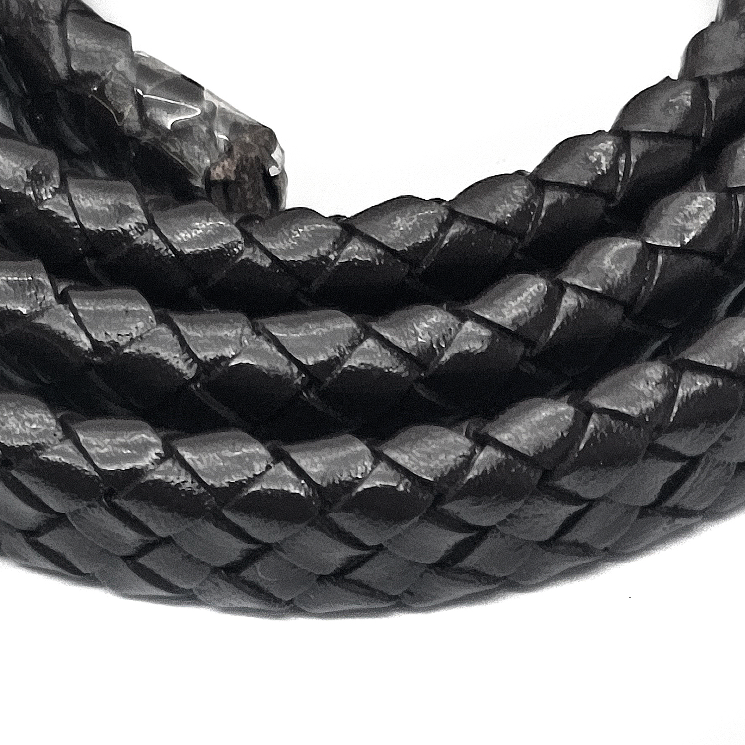 Lederband Geflochten oval | 1 Meter | 12 mm x 6 mm | Schwarz - 1 m