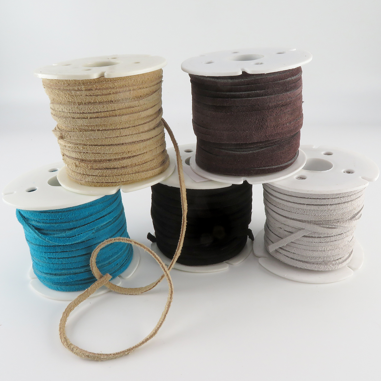 Lederband Flach Wild  3 mm x 1,5 mm - Blau. Länge: 10 m