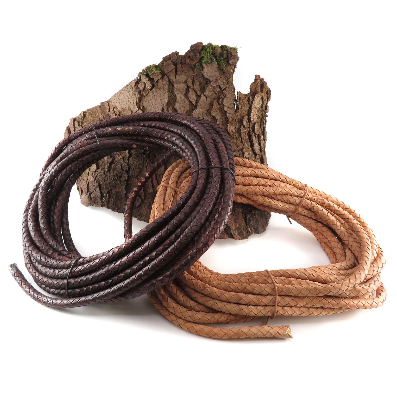 Lederschnur geflochten 10 mm - Schwarz. Länge: 5 m