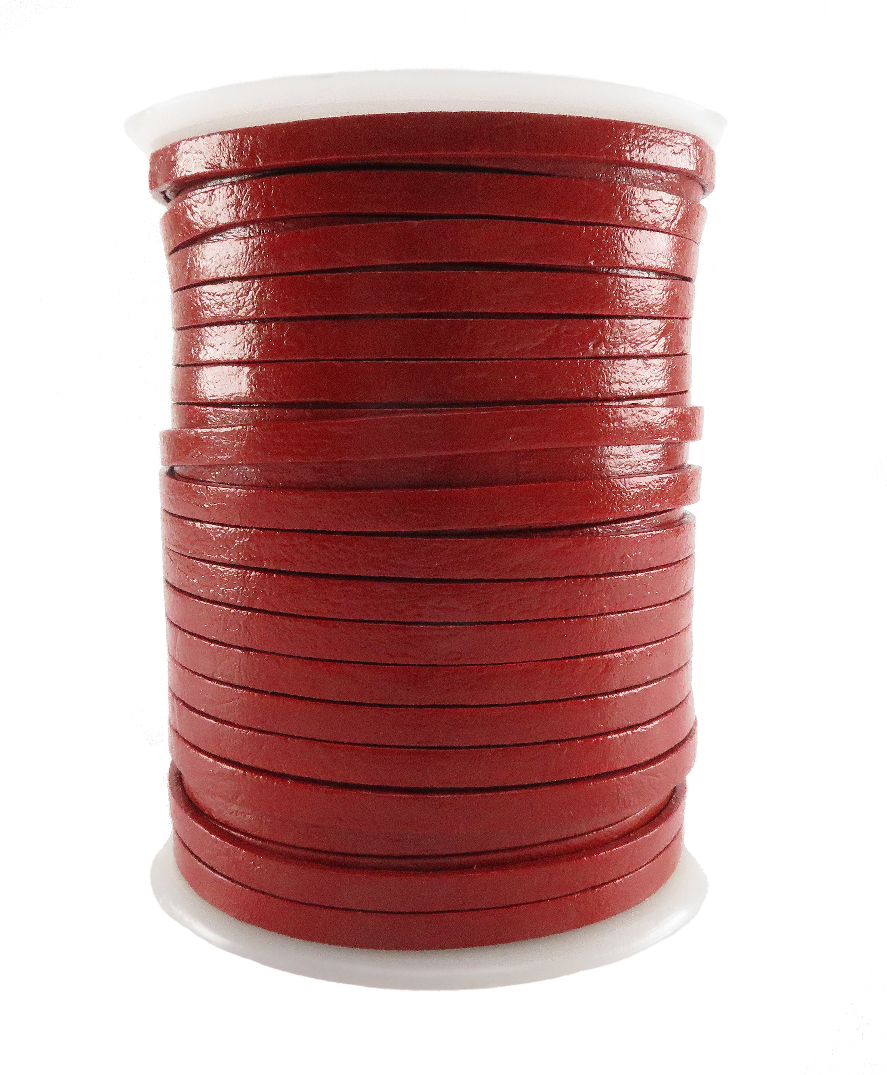 Lederband Flach 5 mm x 2 mm - Rot. Länge: 25 m auf Rolle
