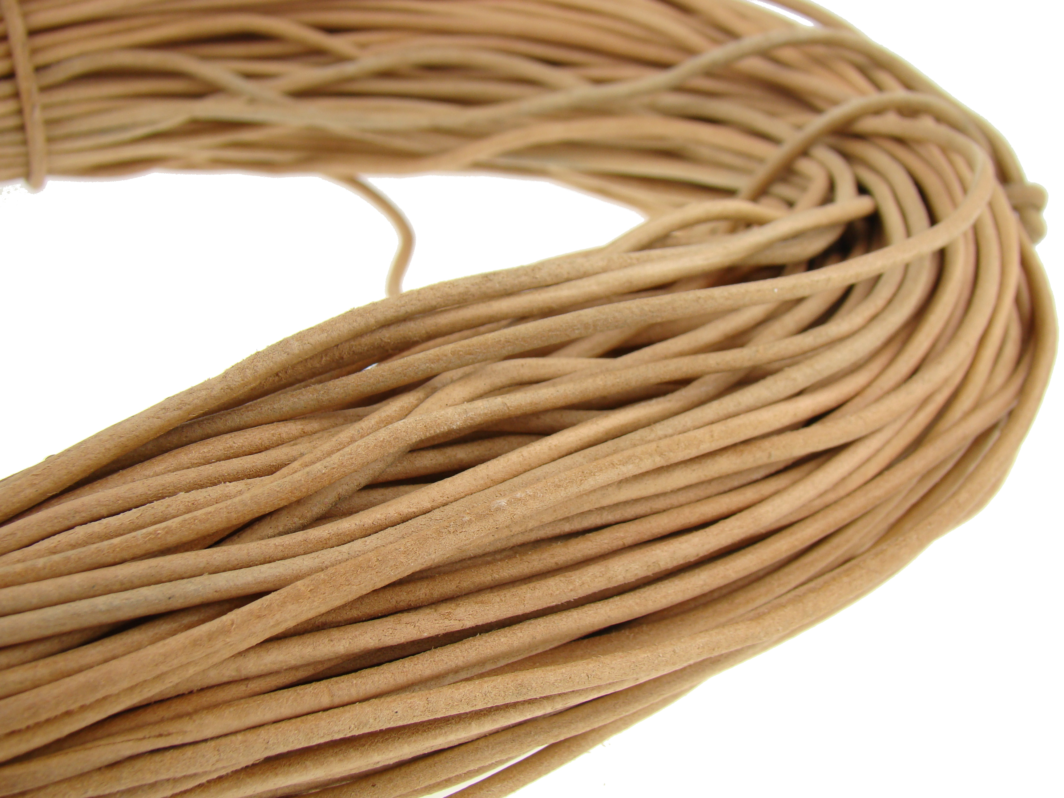 Lederschnur Rund 3 mm - Natur. Länge: 100 m