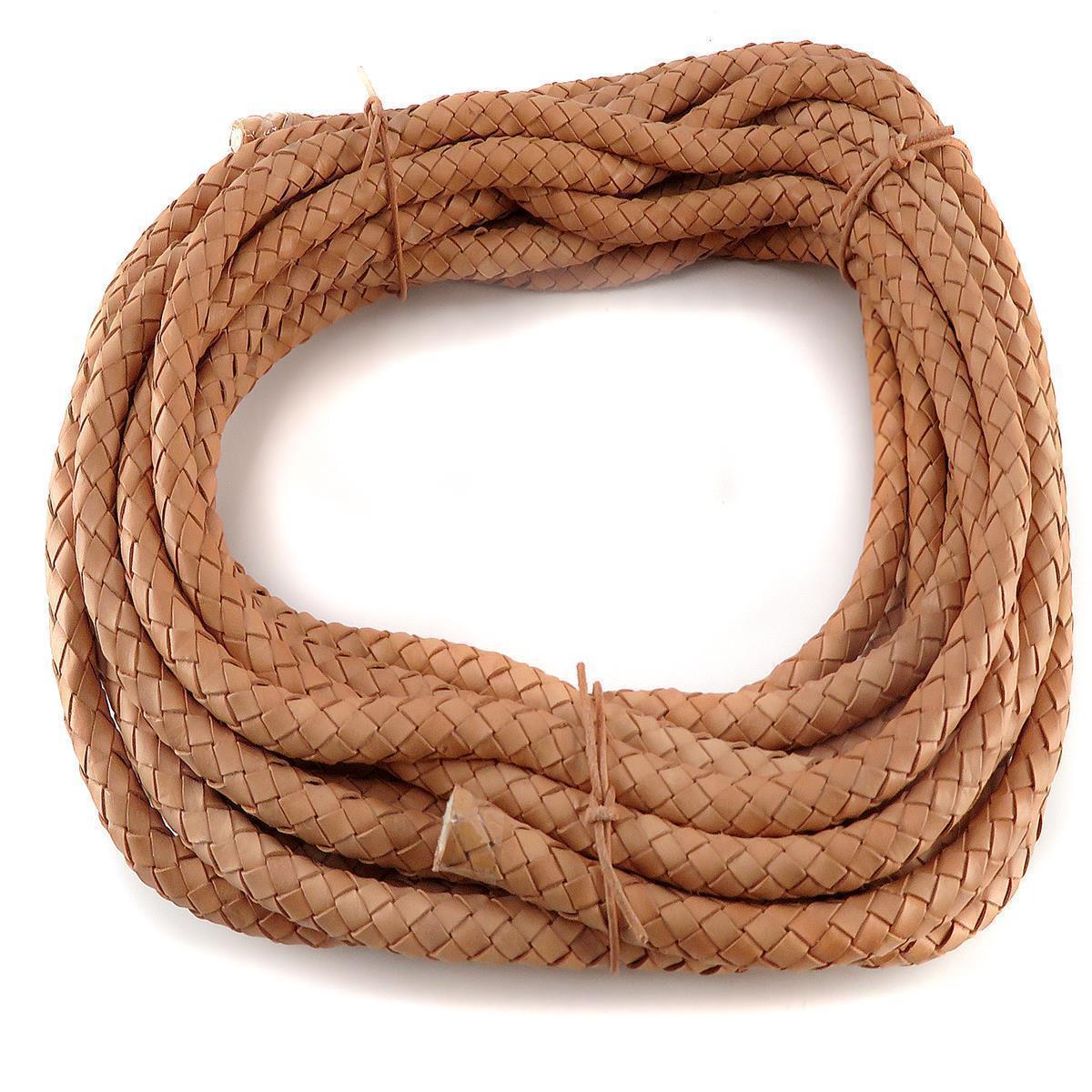 Lederschnur geflochten 10 mm - Natur. Länge: 3 m