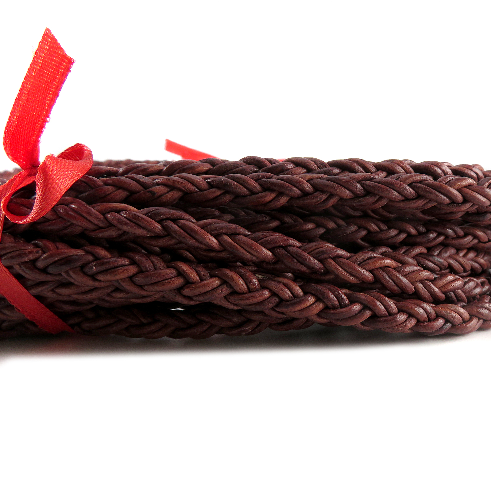 Lederschnur geflochten 7 mm - Antik Dunkelbraun. Länge: 3 m