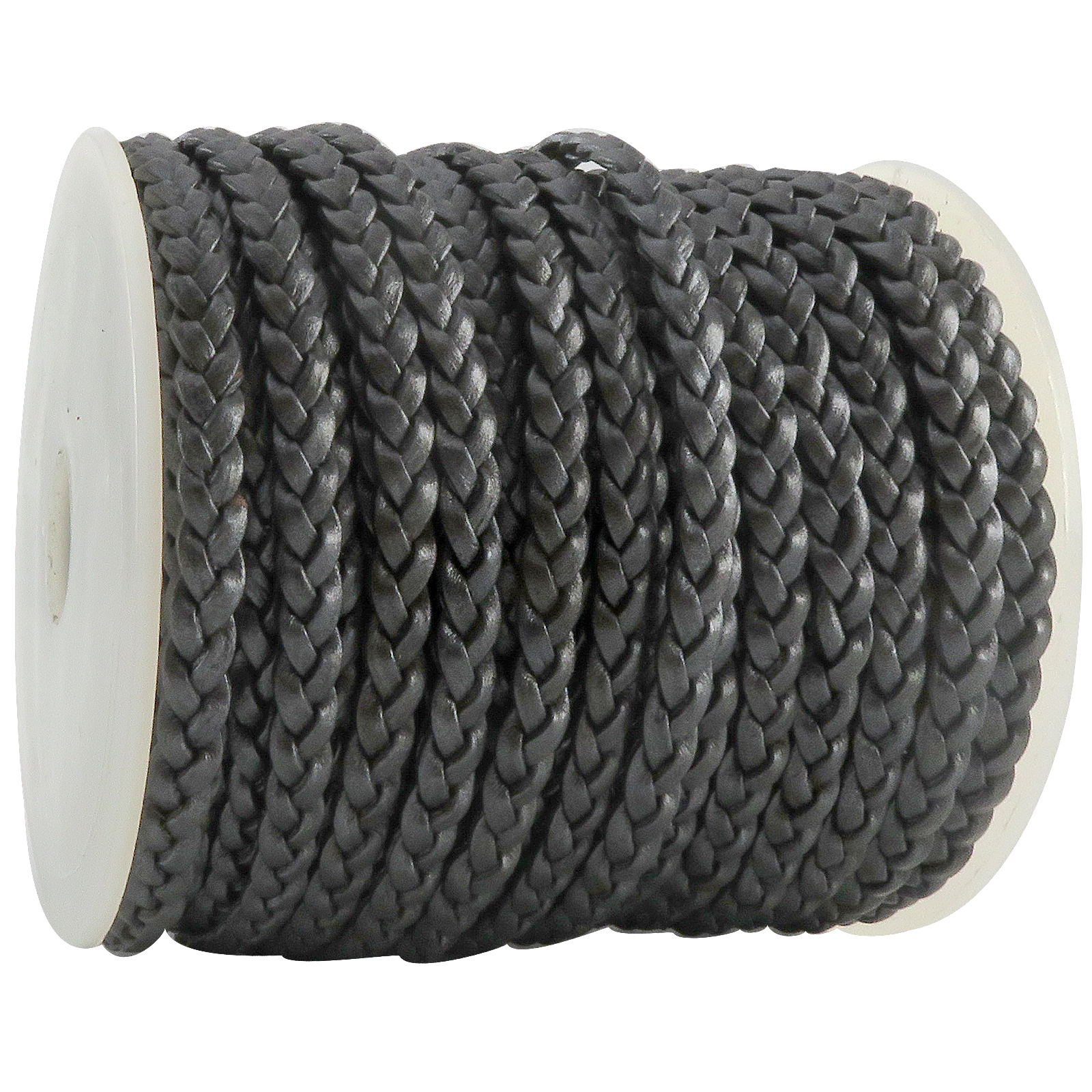 Lederschnur geflochten Flach 5 mm - Grau Metallic. Länge: 10 m