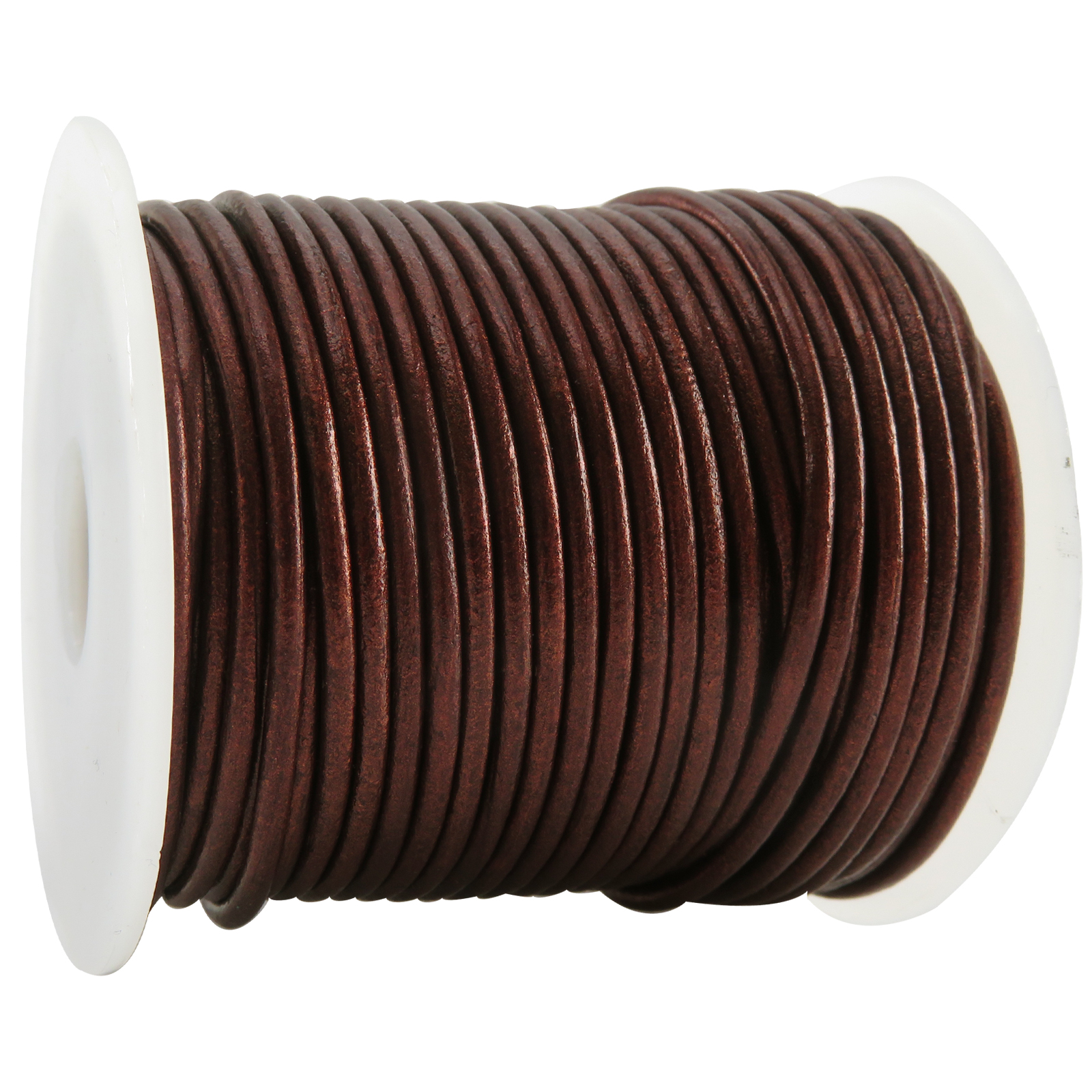 Lederschnur Rund 2 mm - 25m/Rolle - Bicolor Kastanie Metallic