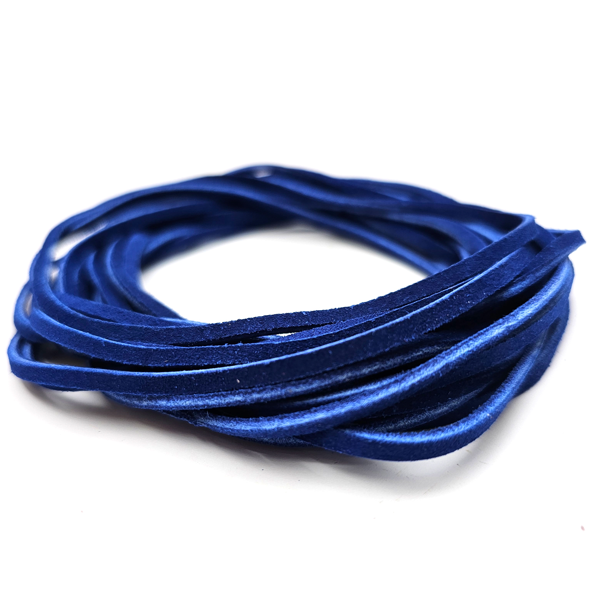 Lederband Flach Wild  3 mm x 1,5 mm - Blau. Länge: 10 m