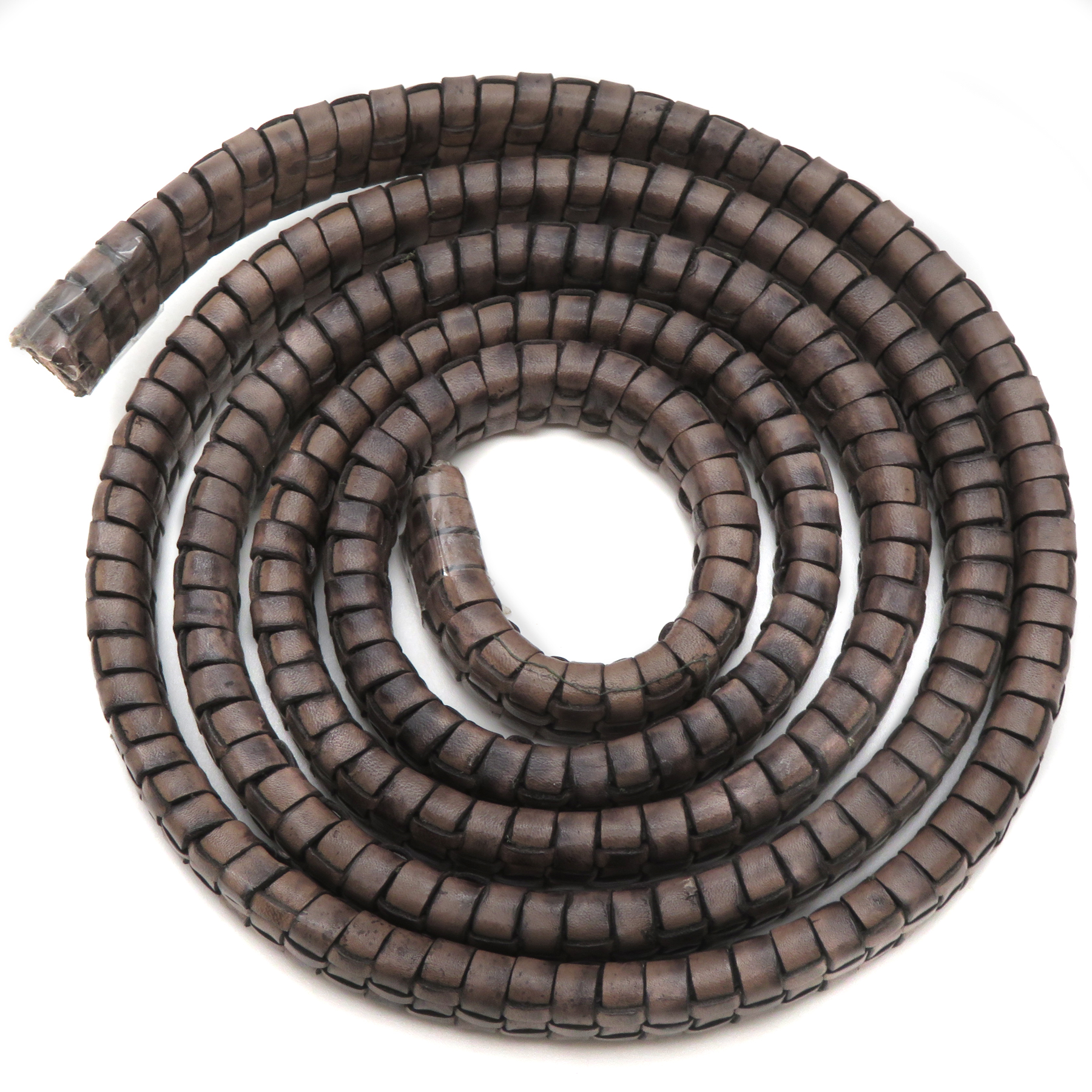 Lederband Geflochten oval | 1 Meter | 11 mm x 6 mm | Graphit - 1 m