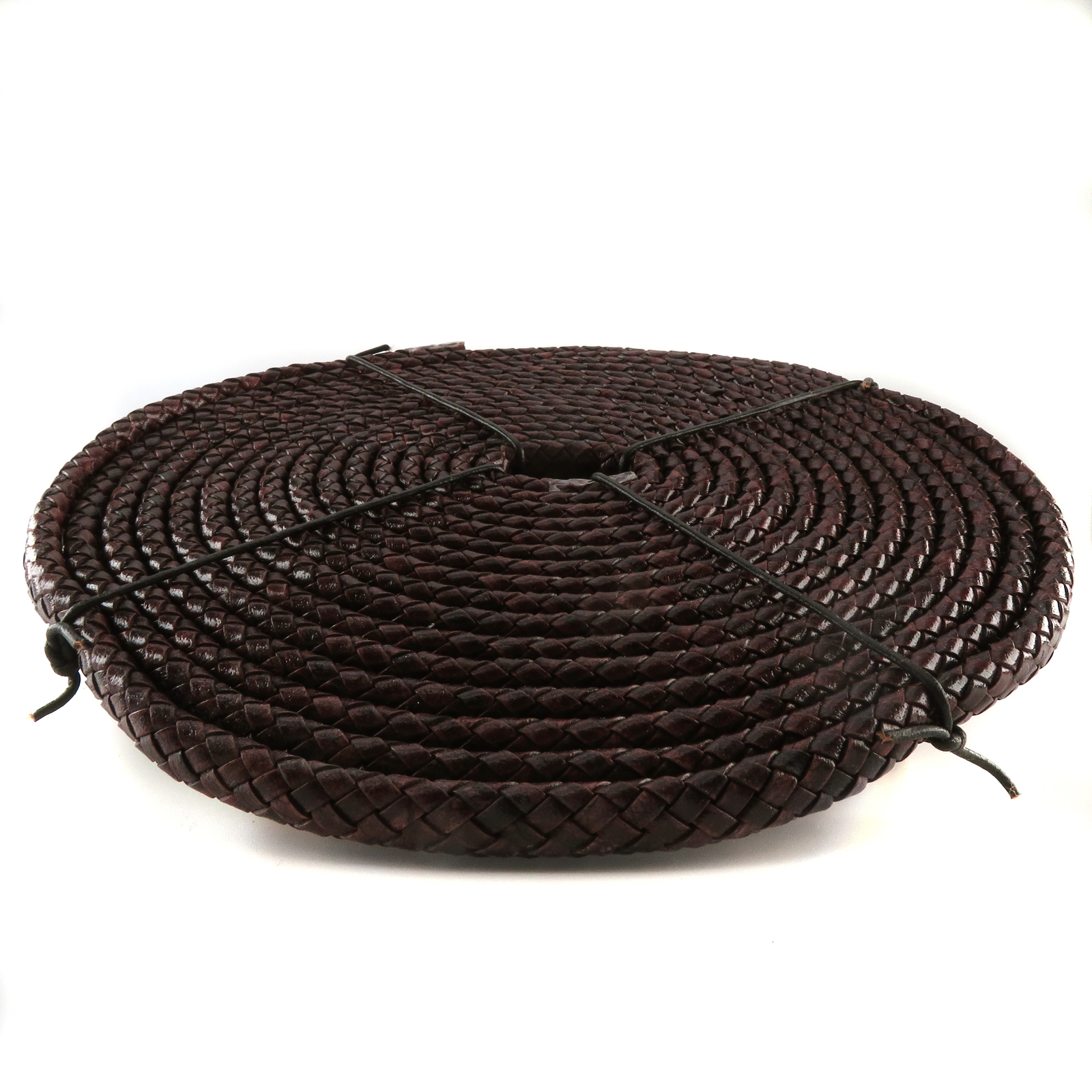 Lederband Geflochten oval | 10 mm x 6 mm | Antik Dunkelbraun
