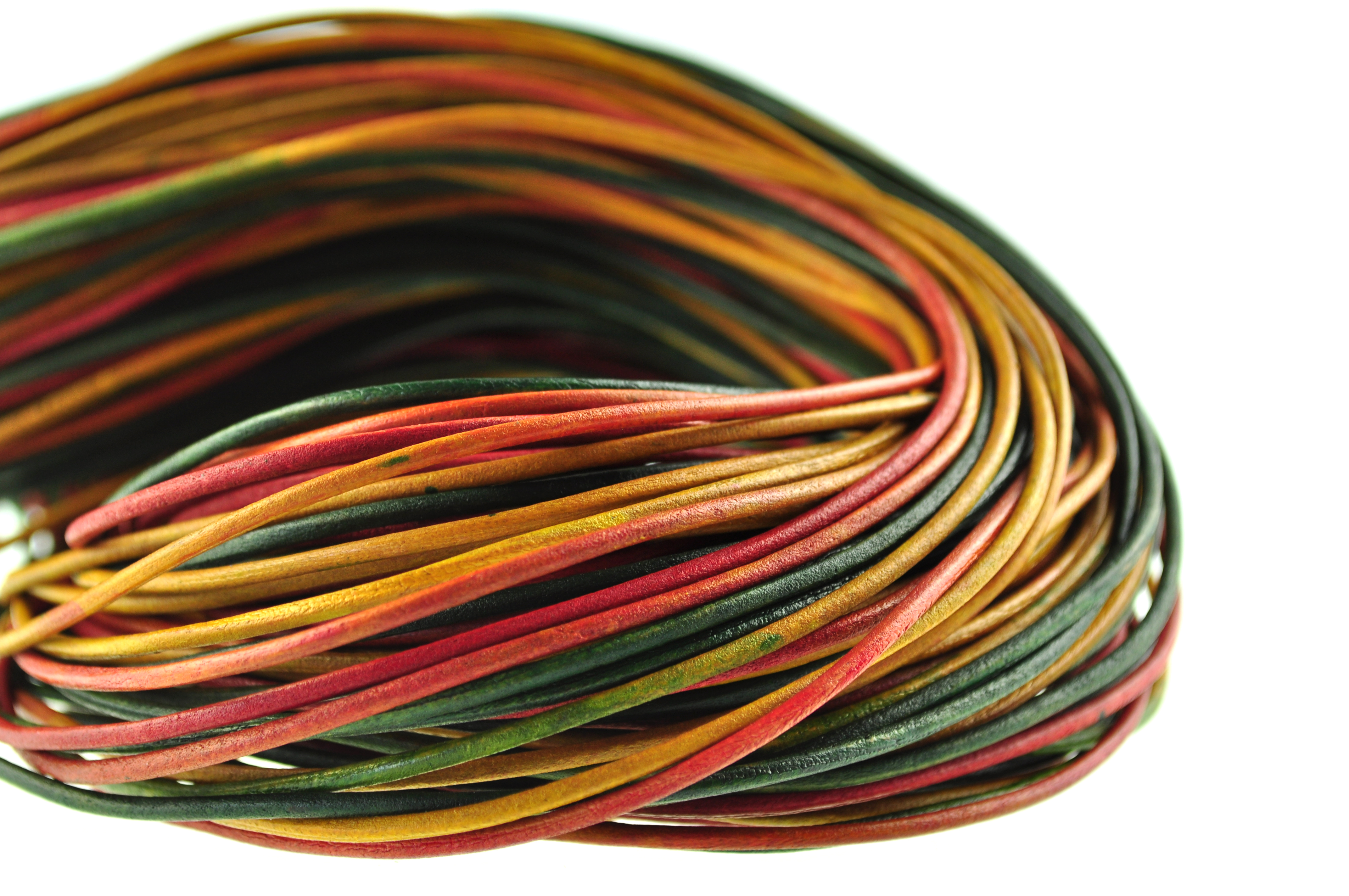 Lederschnur Rund 2 mm - Multicolor. Länge: 100 m