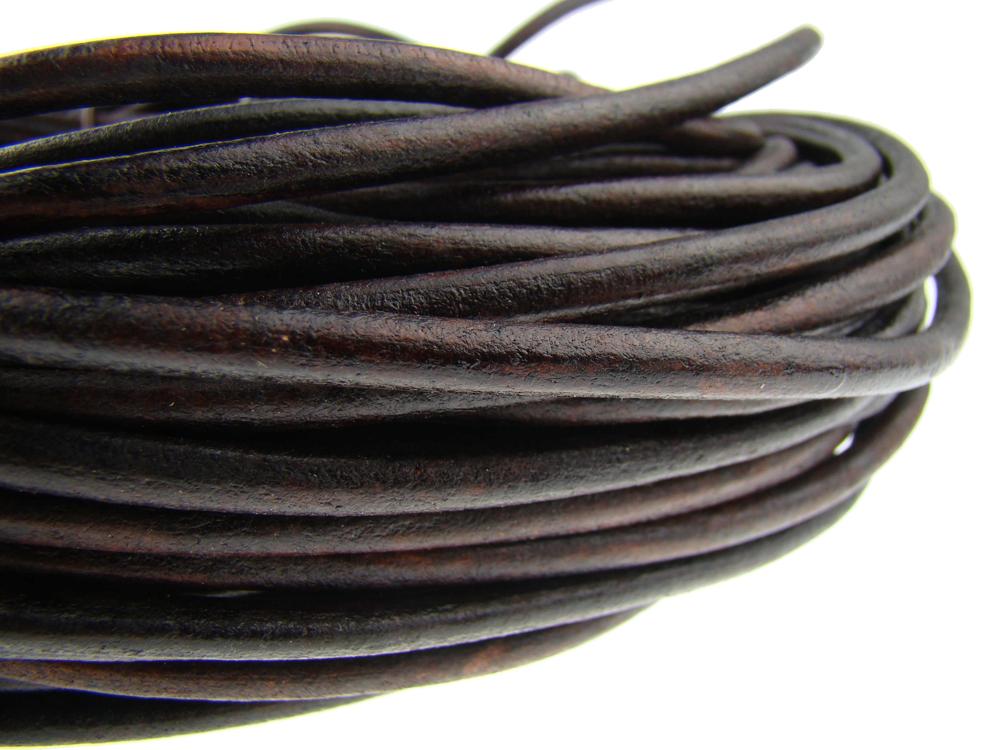 Lederschnur Rund 5 mm - Antik Braun. Länge: 50 m