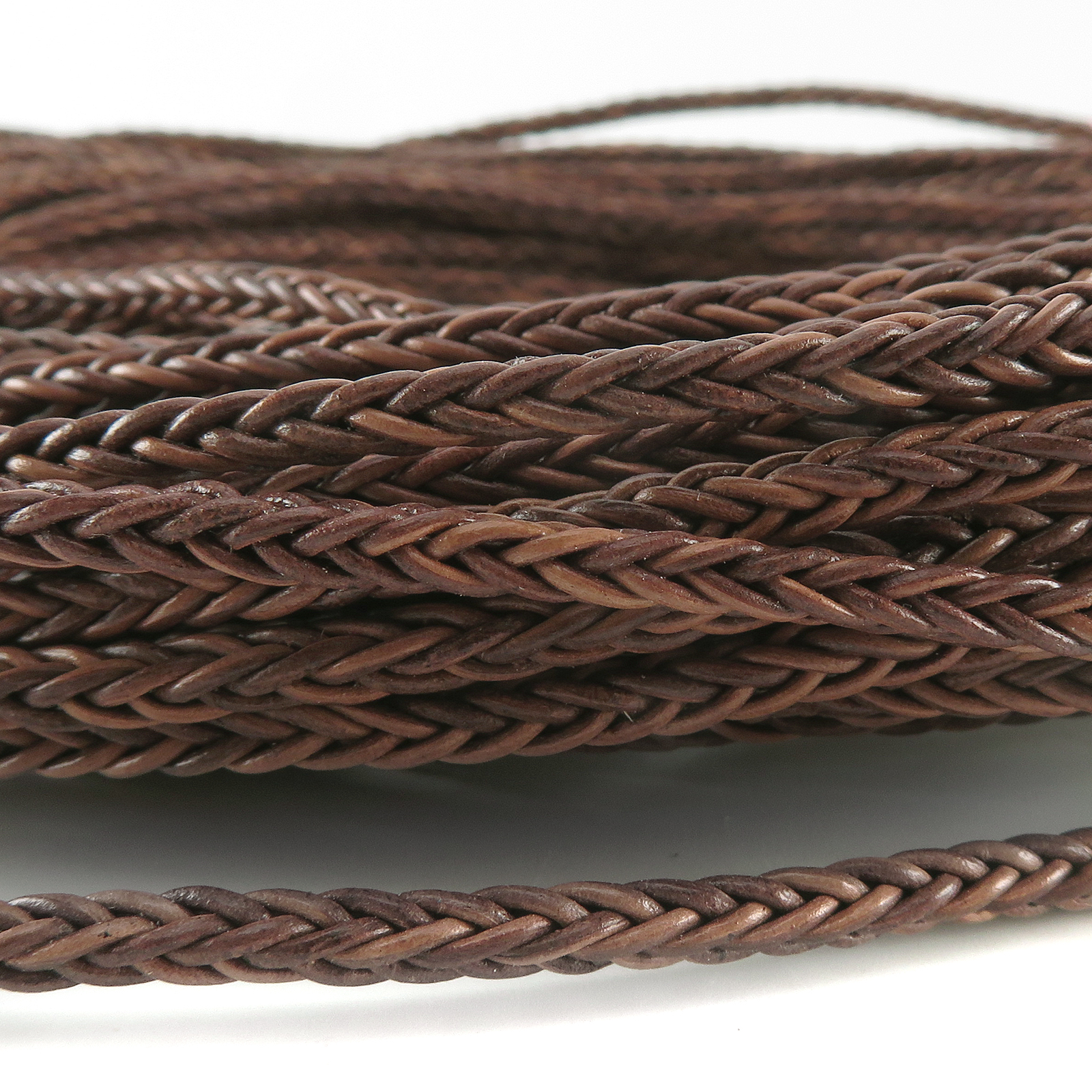 Lederschnur geflochten quadratisch 3 mm - Mesh Hellbraun. Länge: 10 m