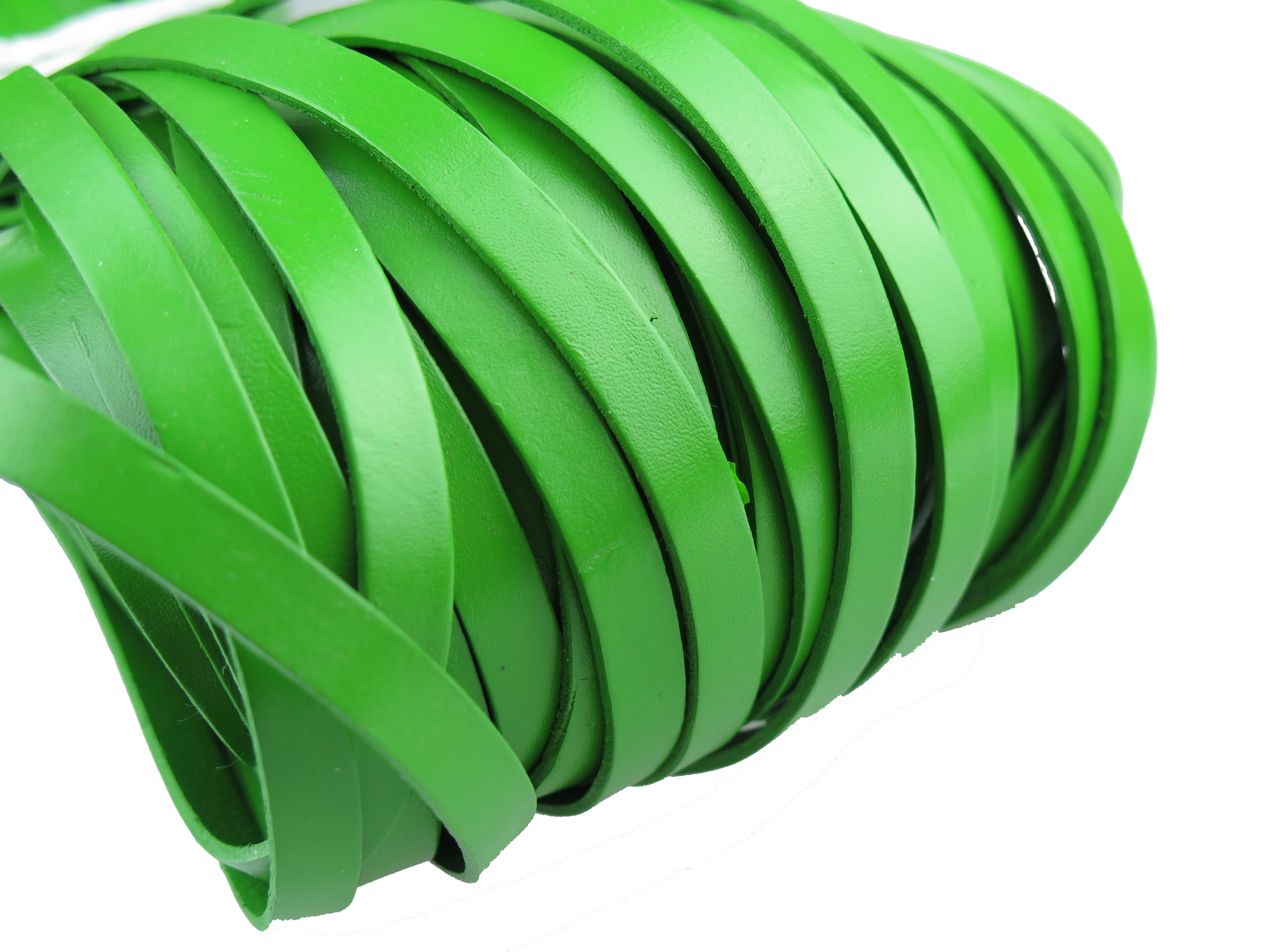 Lederband Flach 1 cm x 2 mm - Grün. Länge: 50 m